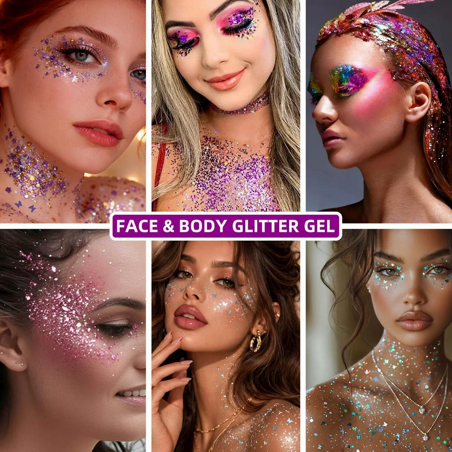 Glitter viso scintillante di lunga durata | Glitter per trucco viso e corpo, per donne, uomini, bambini, ragazze, sfilate, concerti, partite di calcio