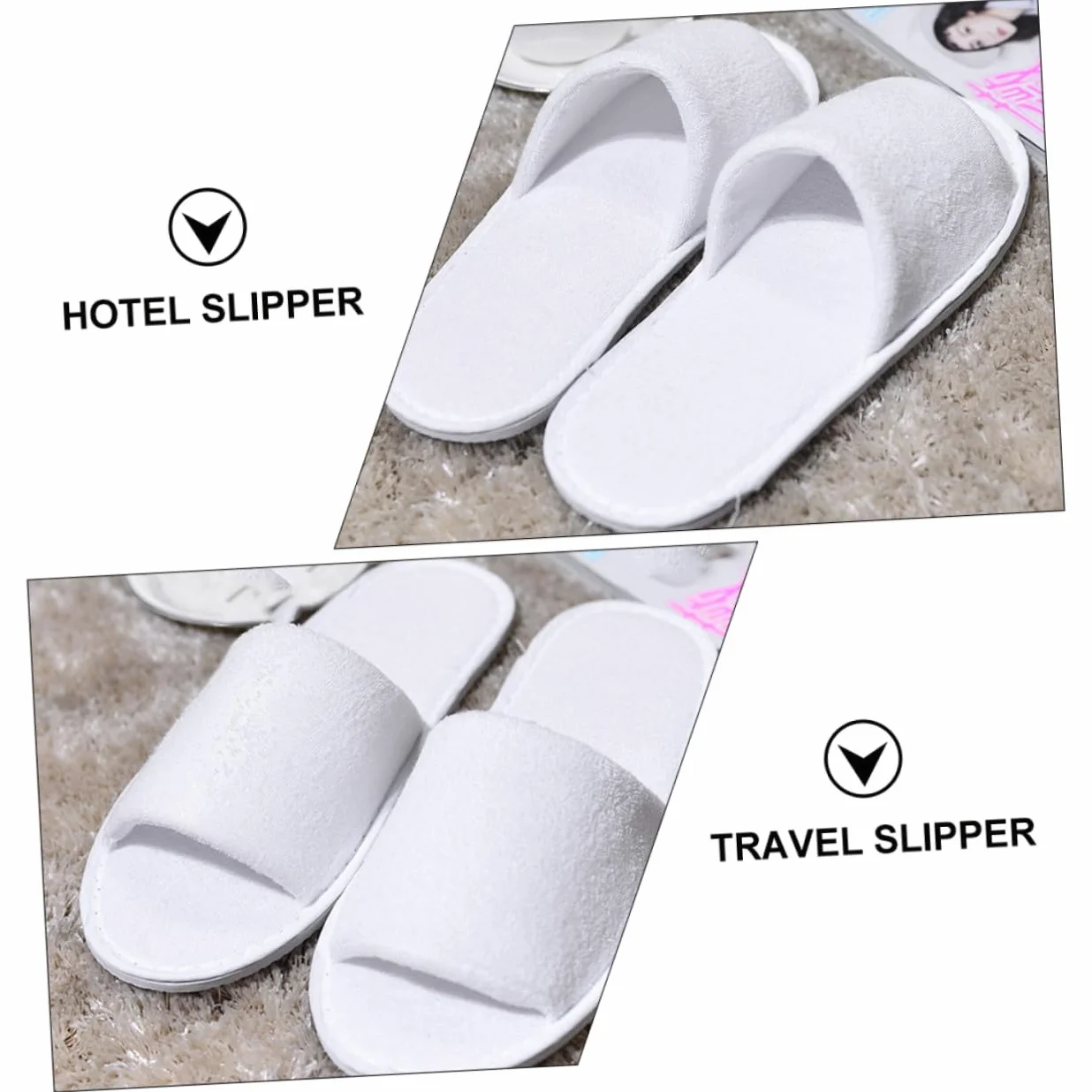 Pantofole Monouso Bianco per Hotel e Viaggio, 10 Paia di Ciabatte Comode Suola Elastiche per Ospiti, Scarpe Aperte Antiscivolo