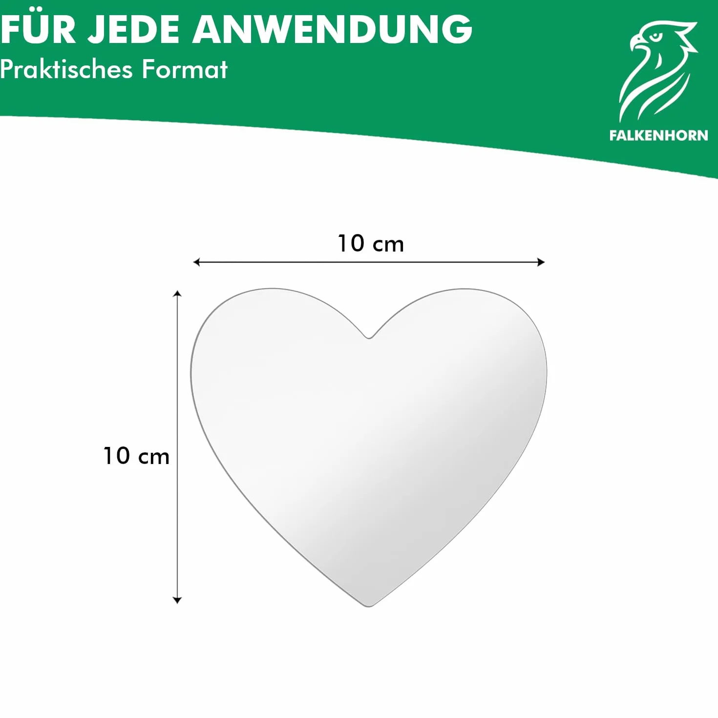 Specchio a mano acrilico a forma di cuore ultra piatto 5,5 cm per decorazione fai da te