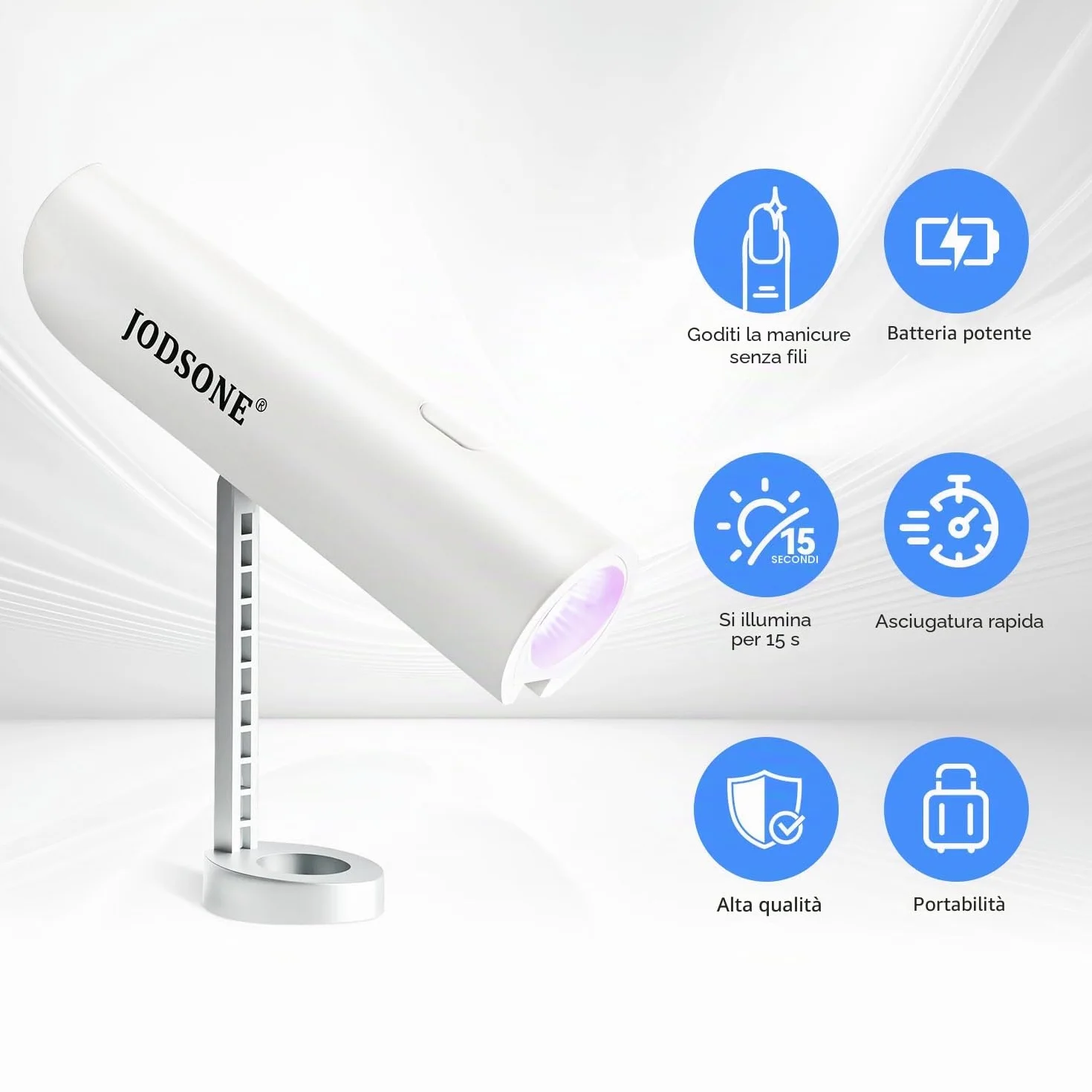 JODSONE Mini Lampada LED Unghie, Lampada portatile a U V con supporto Lampada portatile compatta per unghie ricaricabile USB Asciugatrice per unghie per casa salone di bellezza fai da te, bianco