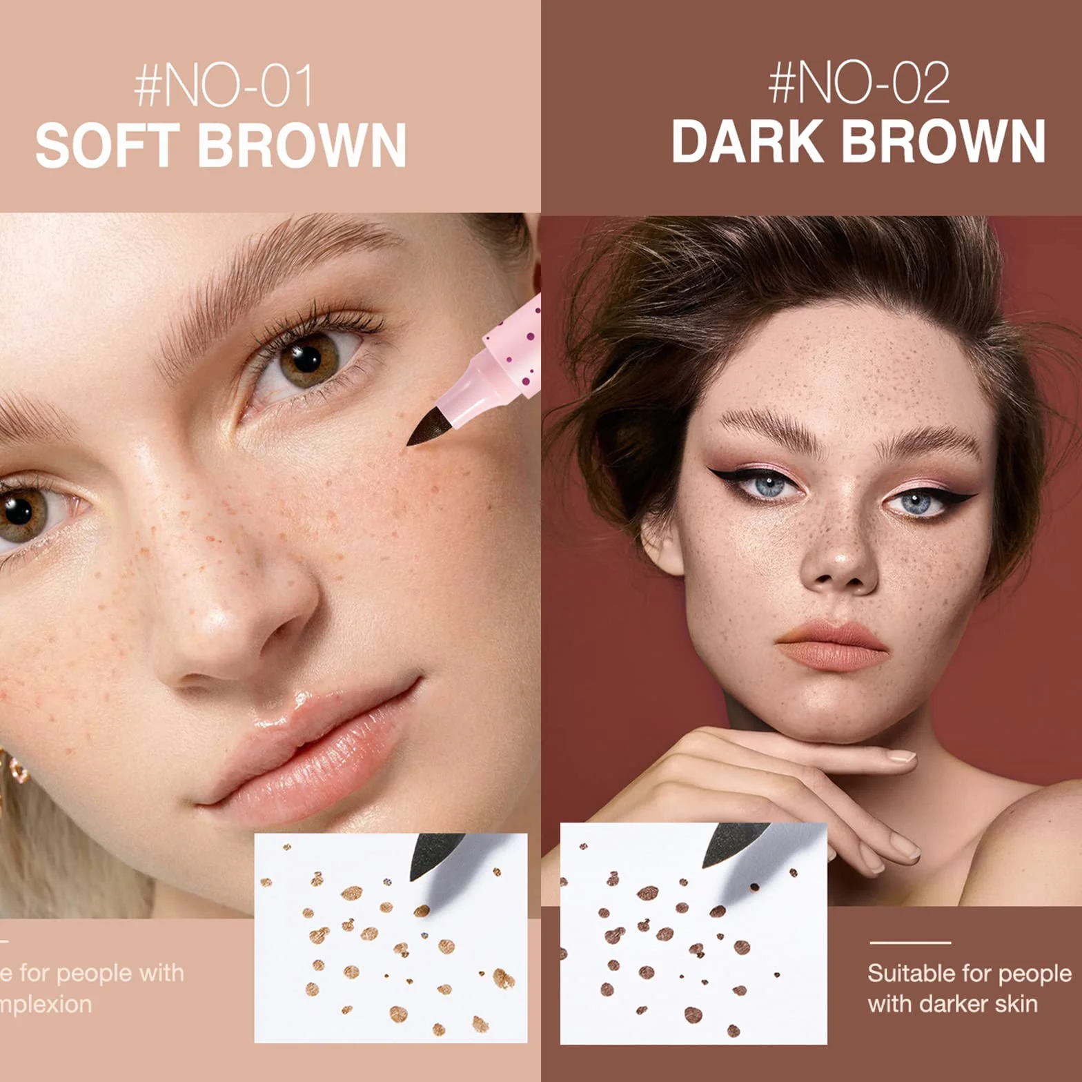 Freckles Pen, Impermeabile, Facile da Colorare, Penna a Punti Morbida, Penna per lentiggini a Simulazione Naturale Penna per lentiggini per Trucco a Lunga Durata Impermeabile (01)