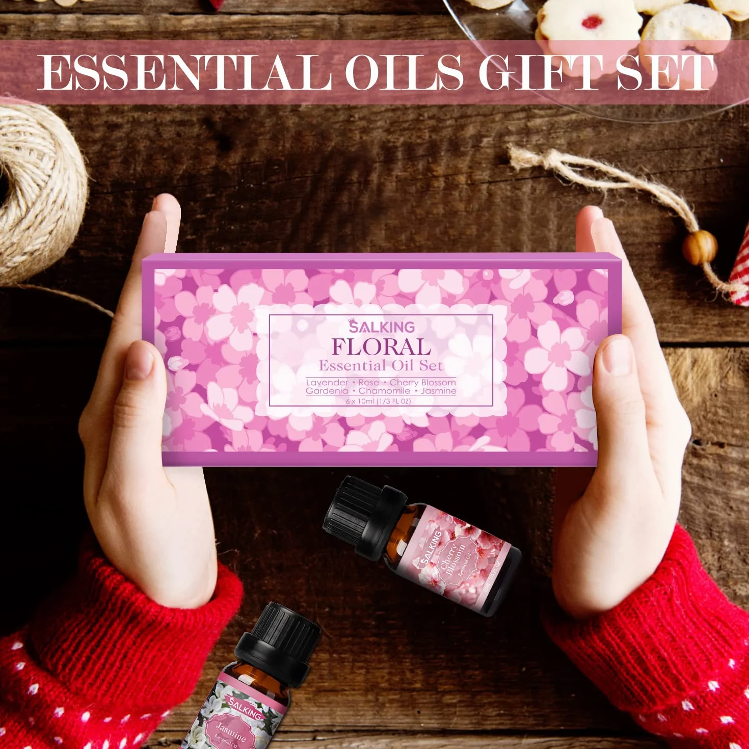 Oli Essenziali Floreale per Diffusori 6x10ml, Set di Olio Essenziale Puri - Lavanda, Gelsomino, Rosa, Fiore di Ciliegio, Gardenia, Camomilla