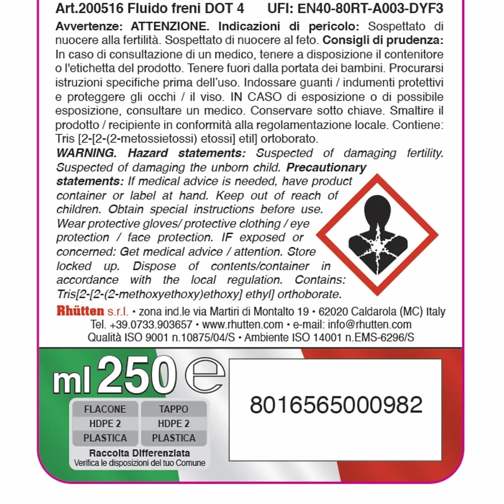 FLUIDO FRENI DOT 4 250ml