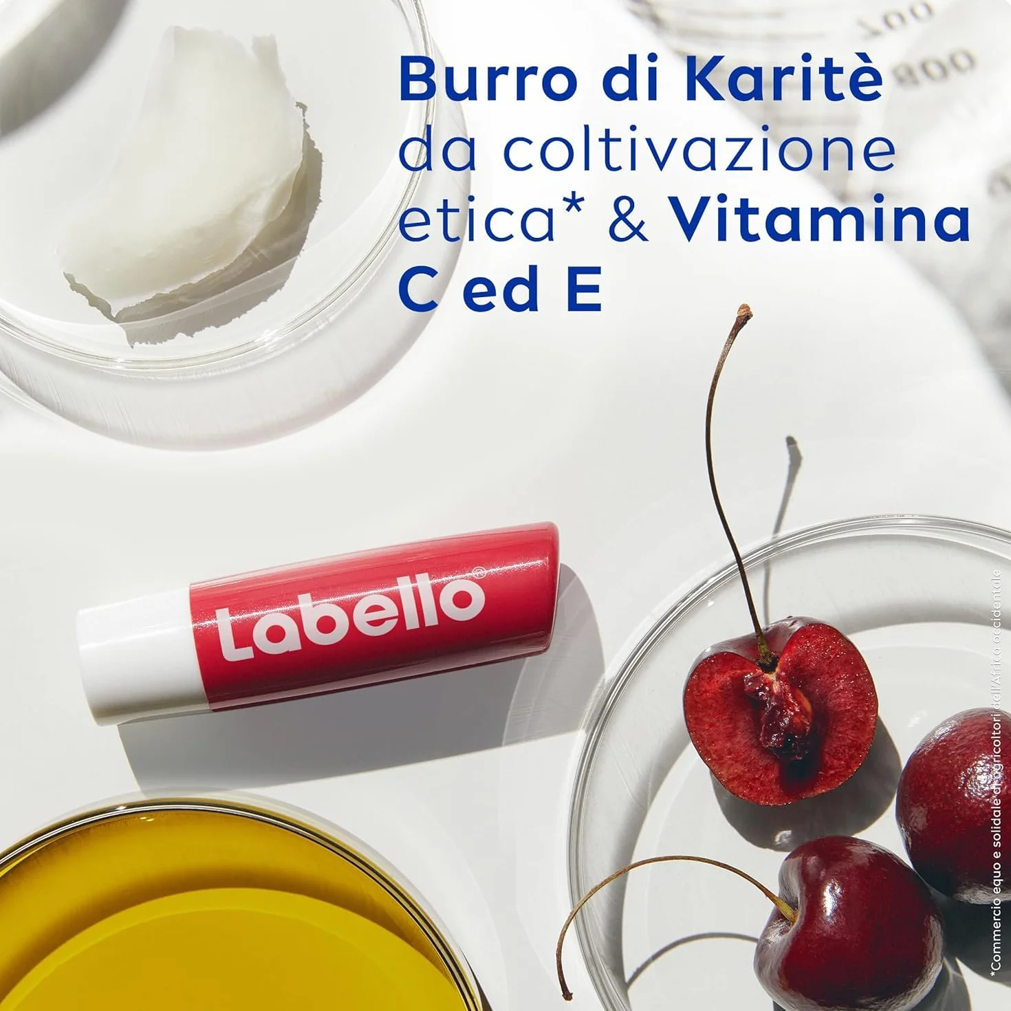 Labello Cherry Shine Burrocacao labbra 4.8 g, Balsamo labbra colorato e nutriente all'aroma di ciliegia