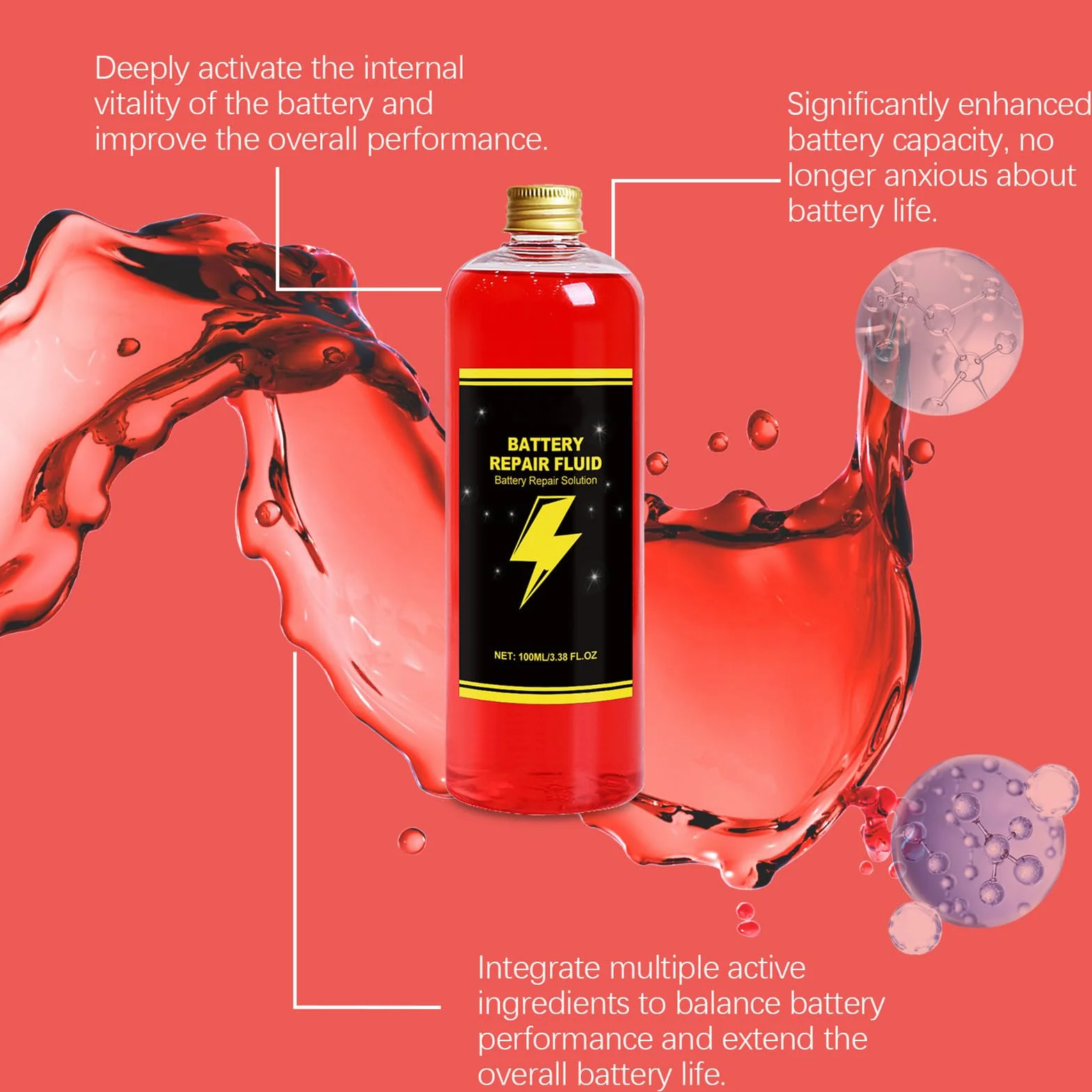 Liquido riparazione batteria 100 ml additivo elettrolitico per batterie al piombo acido moto