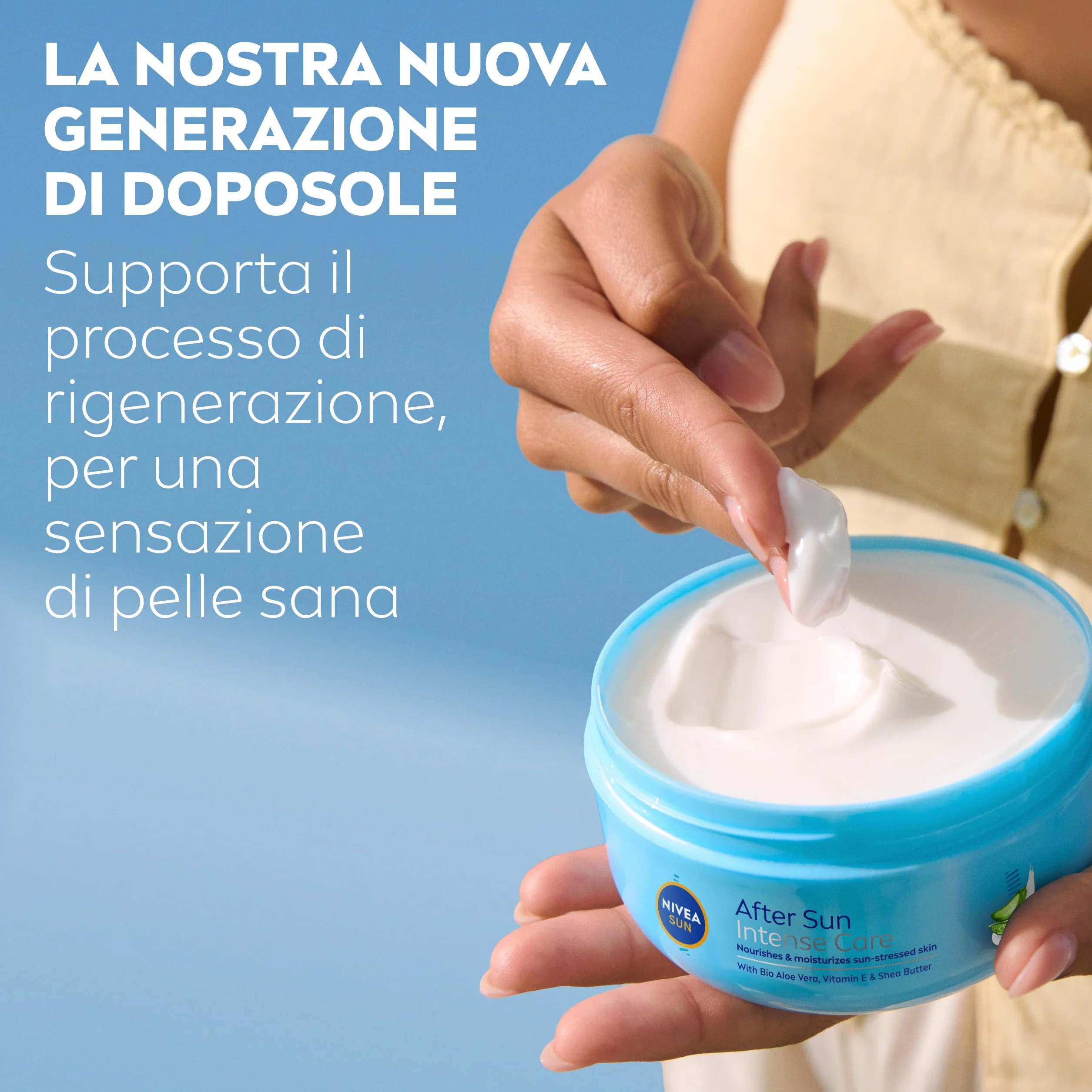 NIVEA SUN Crema Doposole Rigenerante Intensiva 300 ml, Dopo sole idratante 48h, Aloe Vera Bio, Vitamina E, Burro di Karité
