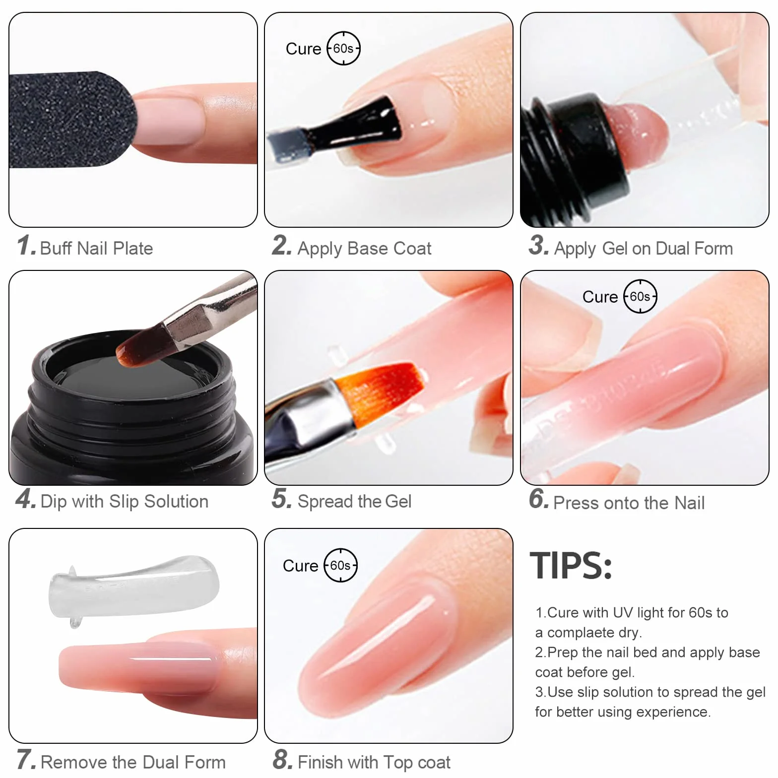 15ml Gel Unghie Ricostruzione Kit con Mini lampada UV, Unghie Extension Gel Set, per Extension per Unghie Clip Base Coat top Coat per Nail Art Starter Kit (Multicolore3)
