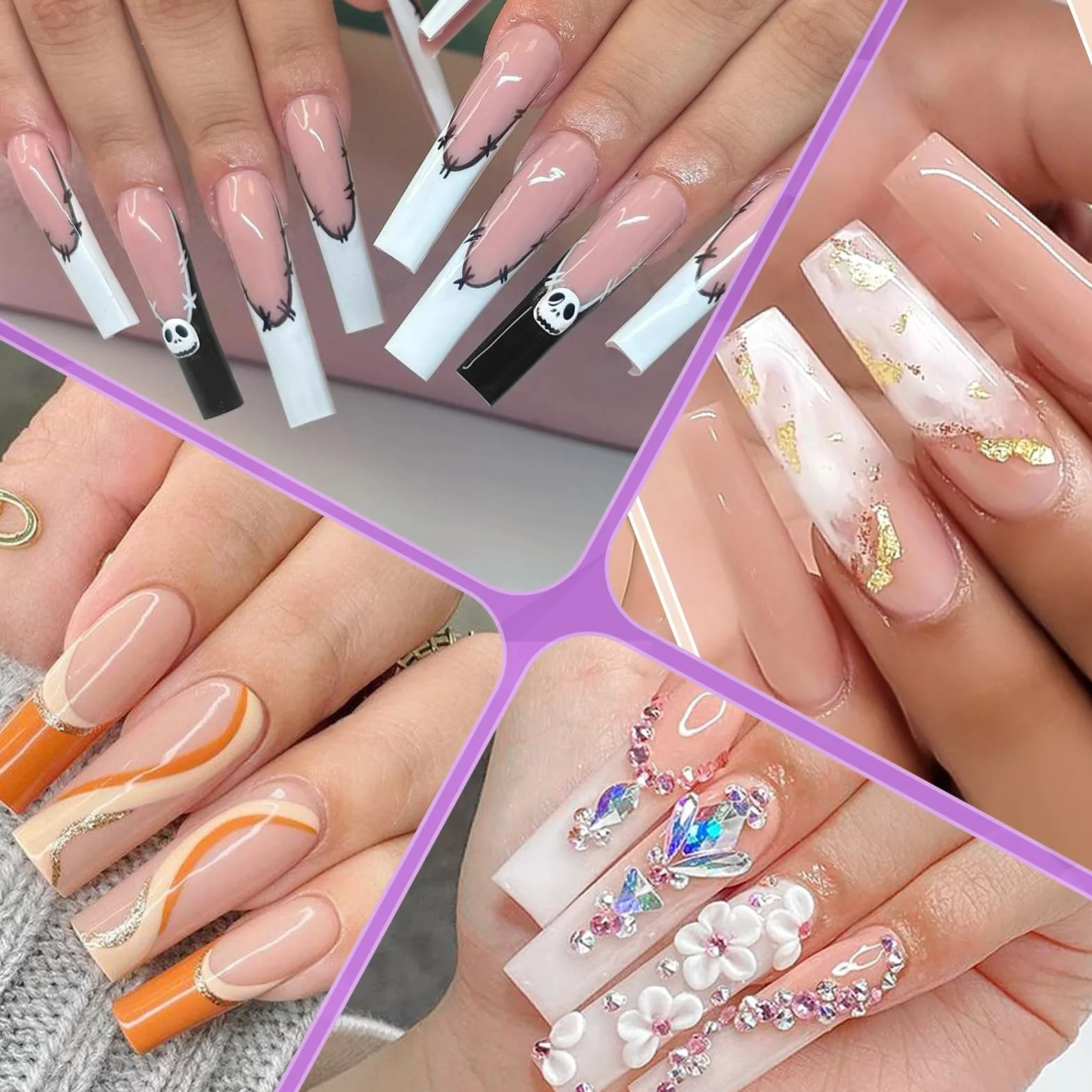 Kiiwah Dual Form Unghie 120 Pezzi, Durevole Riutilizzabile Sistema Dual Nail Form con Scala Graduata per Nail Art