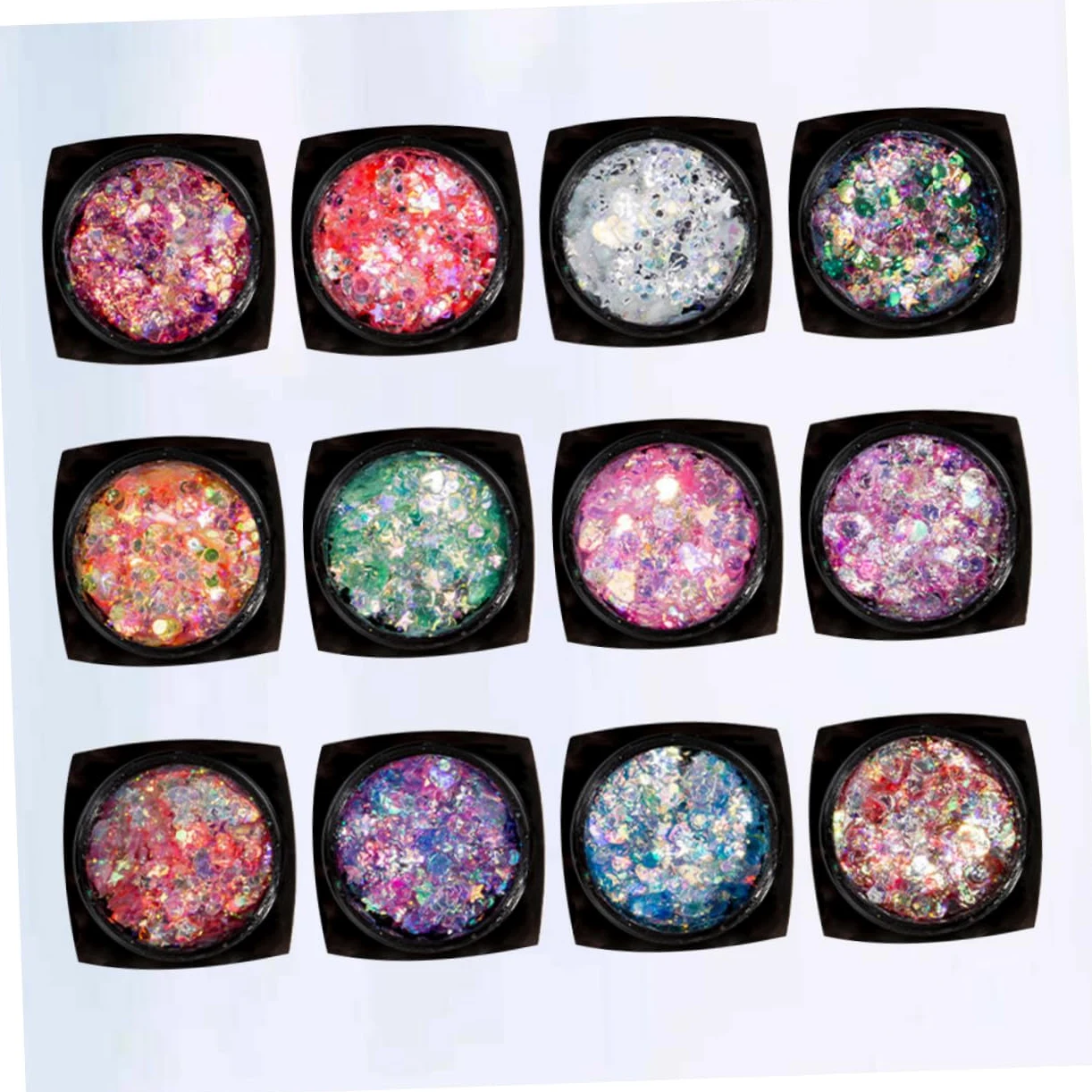 DOITOOL Set Da 3 Pezzi Per Il Trucco Con Paillettes 12 Colori Gel Per Il Corpo Con Paillettes Gel Per Il Viso Unghie Glitter Illuminante Per Feste Uso Quotidiano