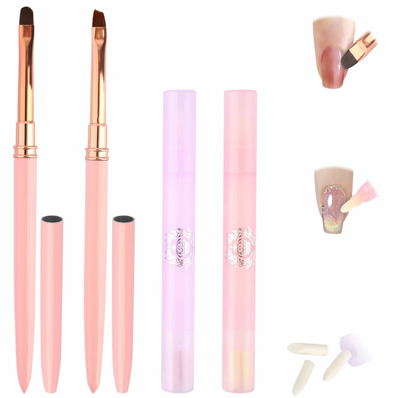 2 Pezzi Penna Correttore Smalto Unghie e 2 Pennelli Unghie Per La Pulizia Dello Smalto, Penna Correttore Per Smalto con 6 Punte di Ricambio, Nail Care Pen per La Rimozione Dello Smalto