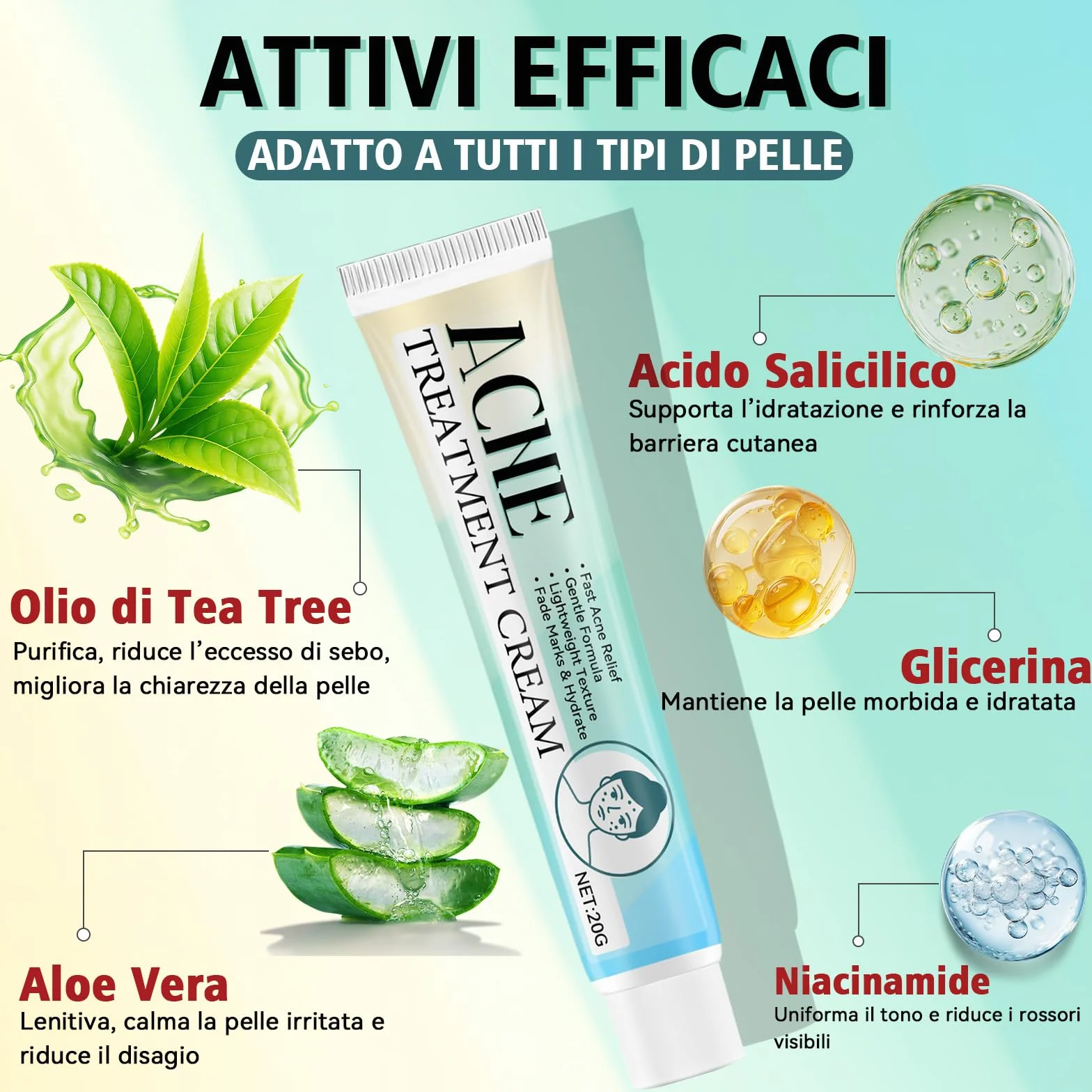 Crema Brufoli Viso, Crema Acne Potentissima, Cura per Brufoli e Imperfezioni, Riduce Subito Acne e Brufoli, Punti Neri e Rossori, Adatta a Tutti i Tipi di Pelle e Età,per la Pelle di Viso e Corpo