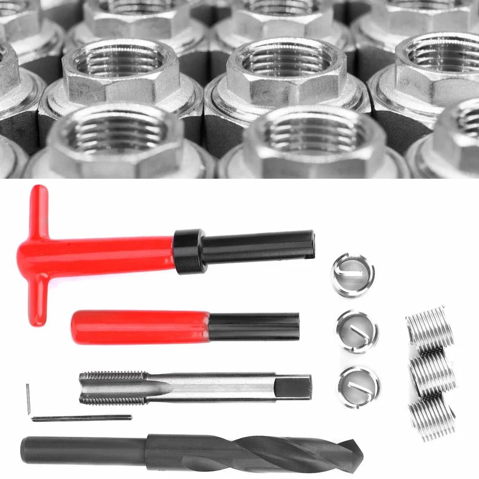 Set di riparazione filettatura M16 x 1,5 in acciaio INOX 11 pezzi