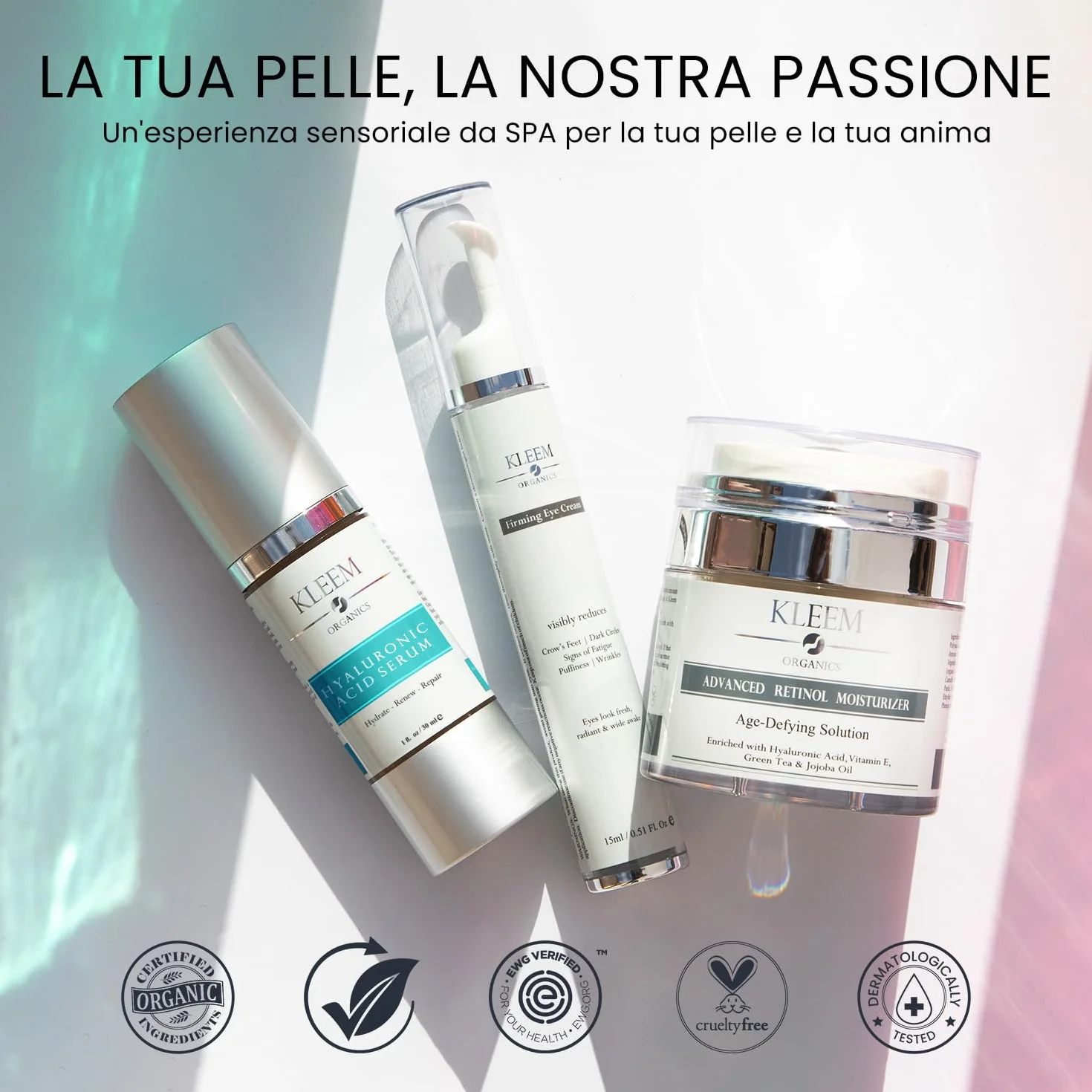 Crema Viso Antirughe Acido Ialuronico Retinolo Collagene 50ml