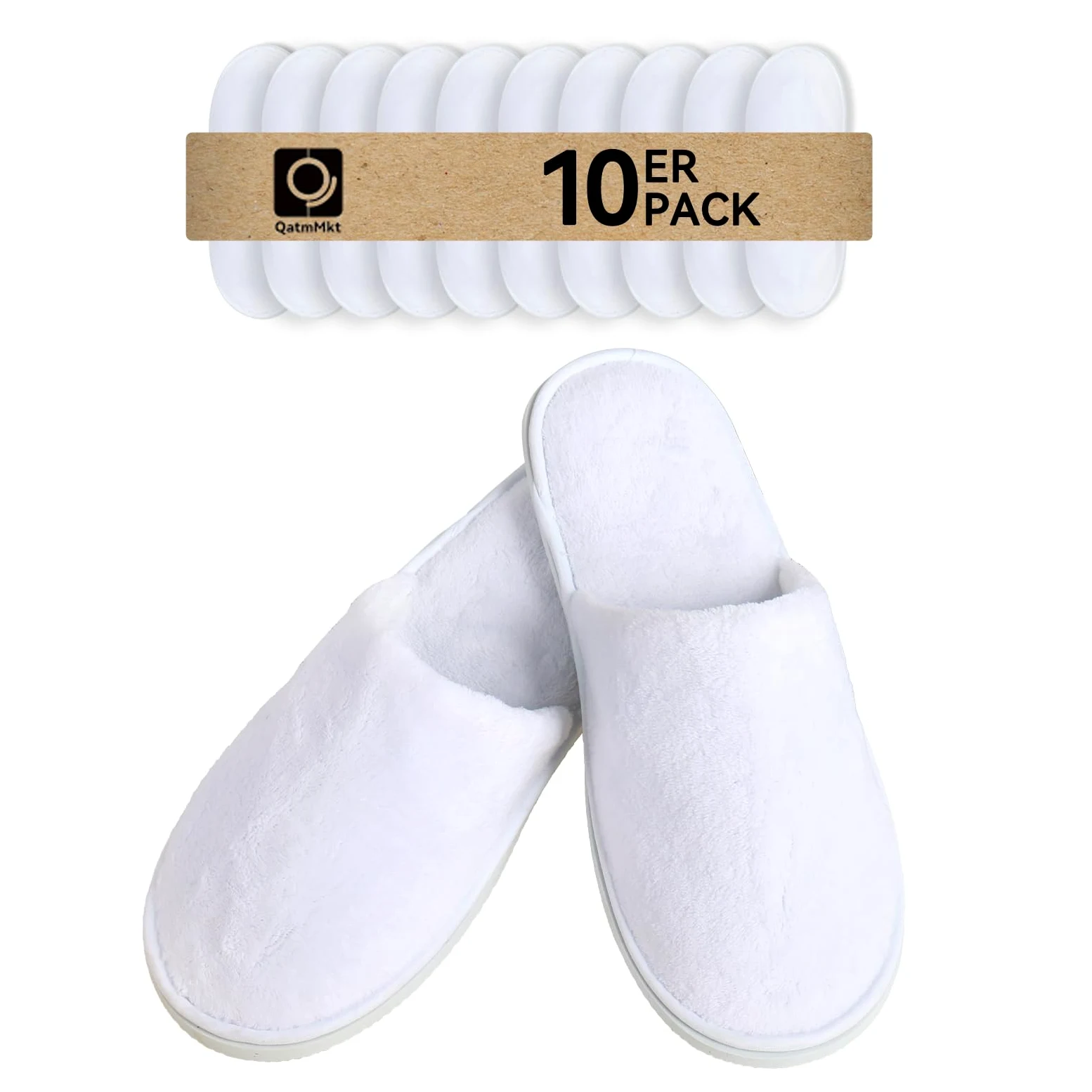 10 pantofole usa e getta, per hotel, unisex, per casa, viaggi, hotel o uso commerciale, bianco, Large Wide Women/Large Wide Men