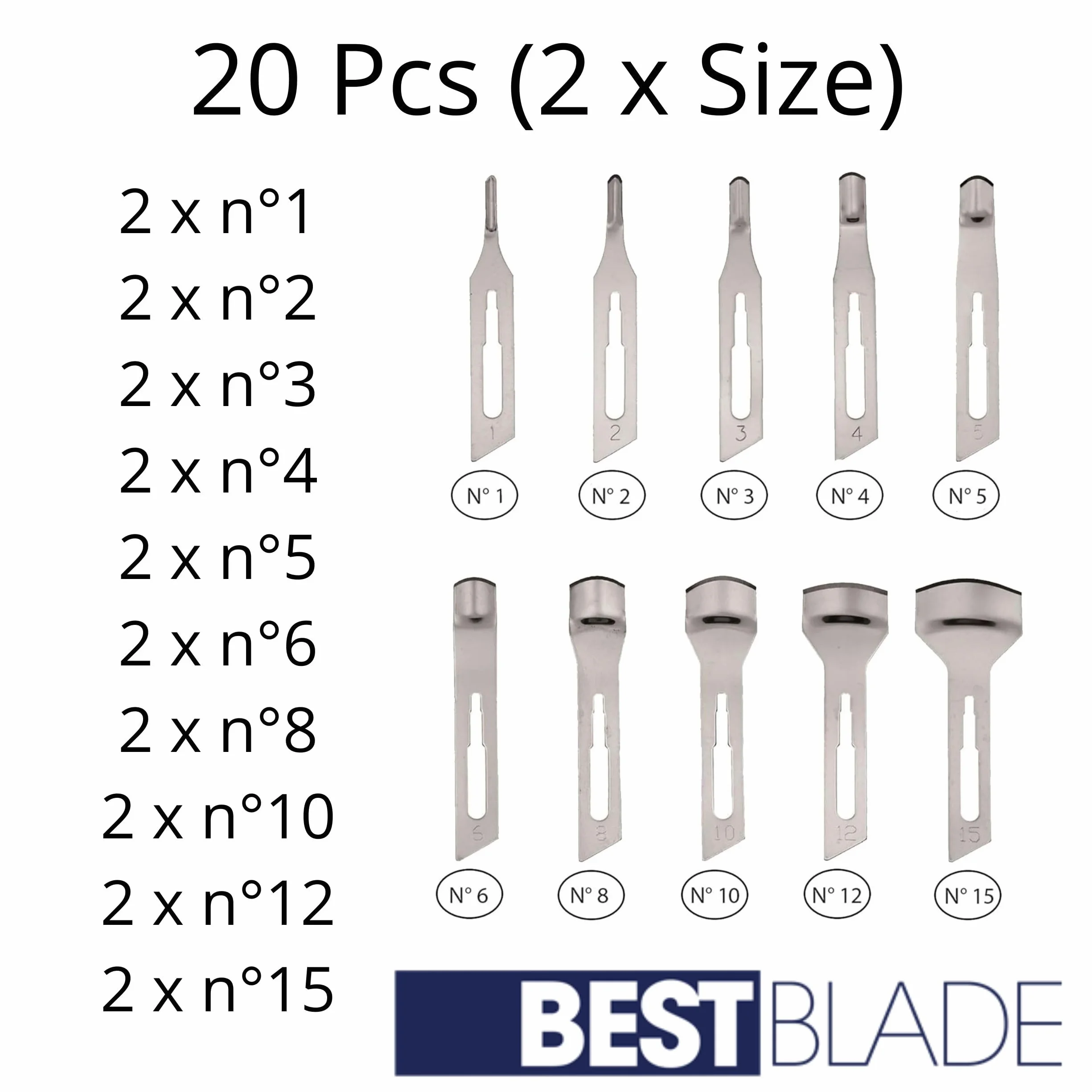 Start Kit Pedicure Professionale – Lame Sgorbia Best Blade + Manico Porta Lama in Alluminio – 20 Lame Assortite