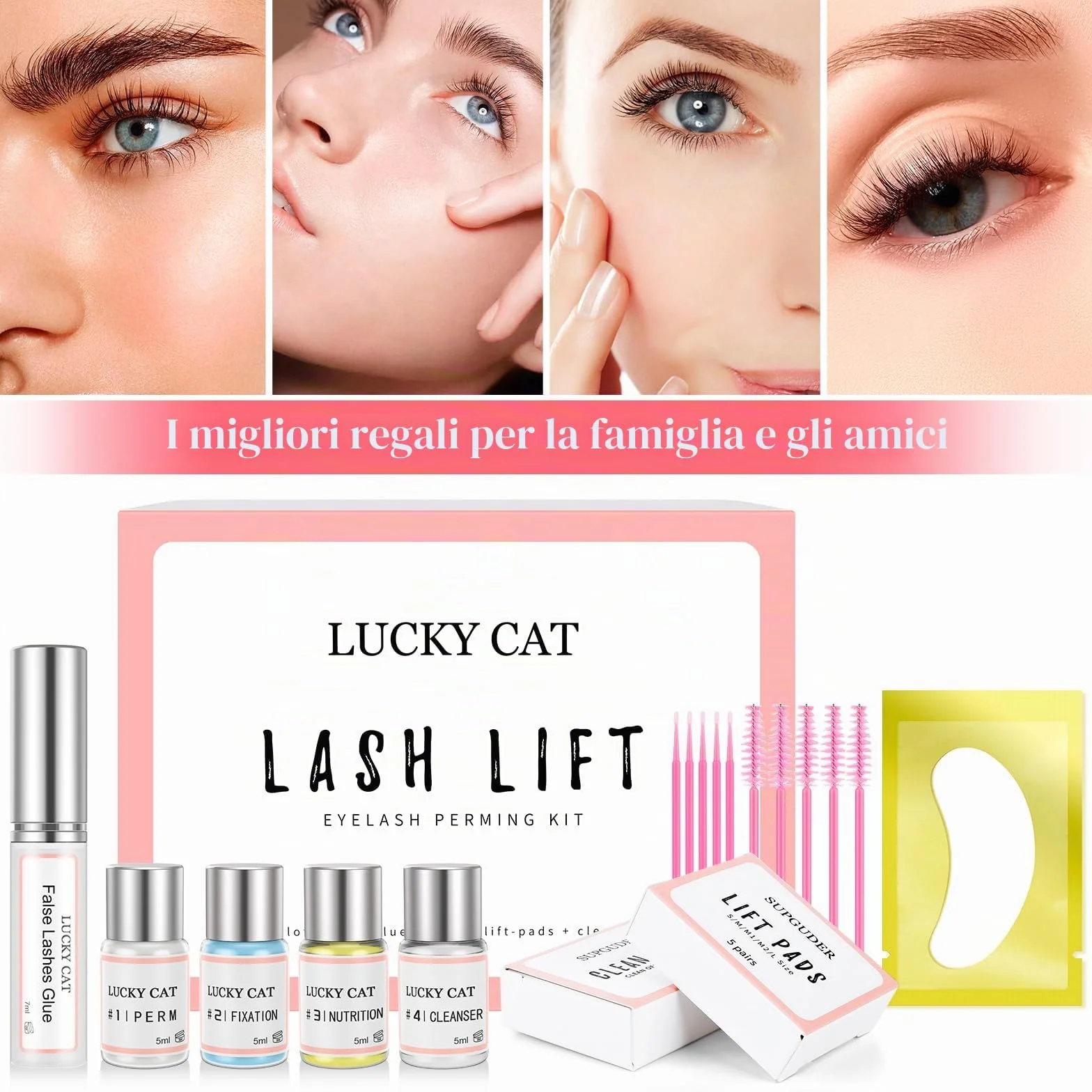 Professionale Lash Lift Kit, Permanente per Ciglia Lifting Set, 6-8 Settimane