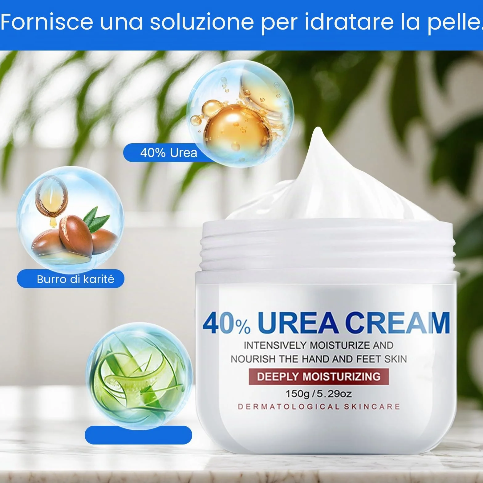 Crema Piedi Urea 40% Idratante e Riparatrice, Trattamento Talloni Secchi e Screpolati, Crema Piedi per Pelle Secca e Ruvida, 150g