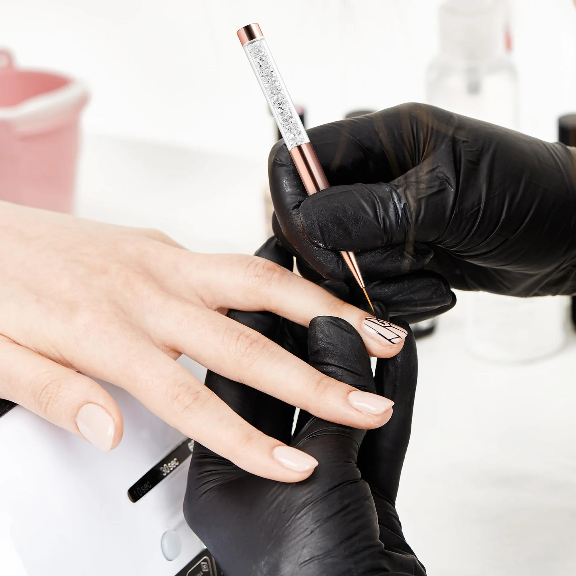 5 Pennelli Professionali per Nail Art in Set per Ricostruzione Unghie con Gel e Acrigel | Strumenti per Design Dettagliati e Semipermamente
