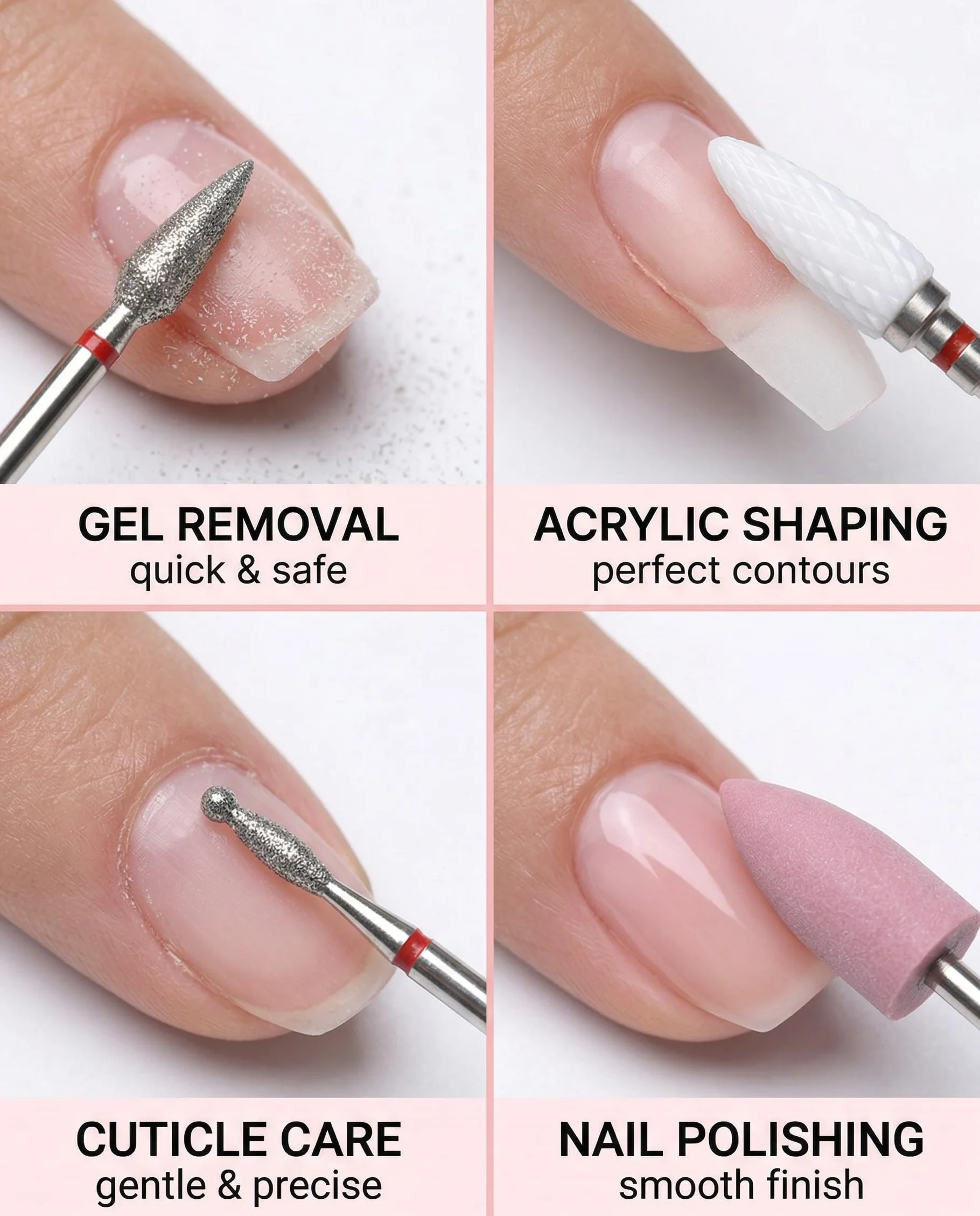 Punte Fresa Unghie 12 Pezzi Professionali Diamante Ceramica Rimozione Gel Acrilico Manicure Pedicure