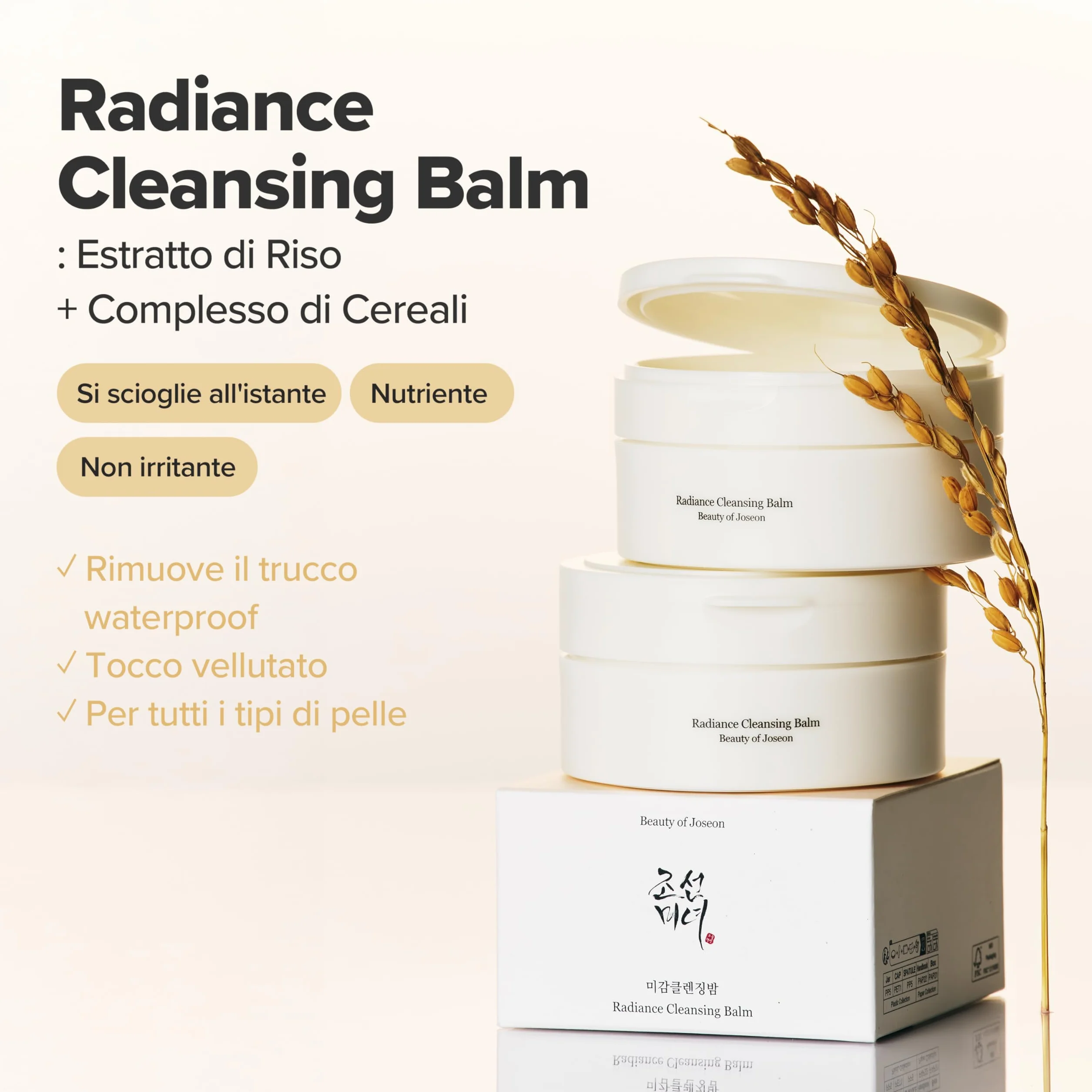Beauty of Joseon Balsamo Detergente Radiance 100 Ml 3,38 Fl.Oz. Per Pelle Sensibile E Acneica