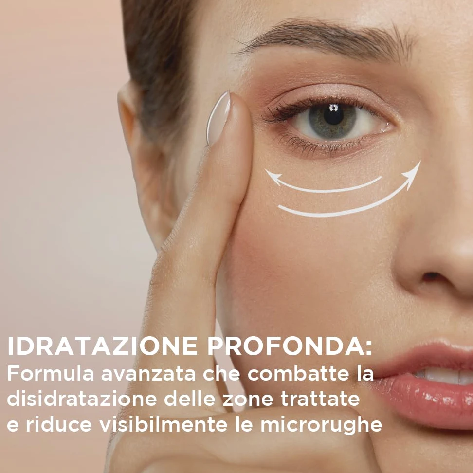 Hevoluta Eyes&Smile Crema Contorno Occhi e Labbra Antirughe, 15 ml | Trattamento Idratante, Burro di Cacao, Acido Ialuronico, Peptidi, Specifico per Codice a Barre, Made in Italy