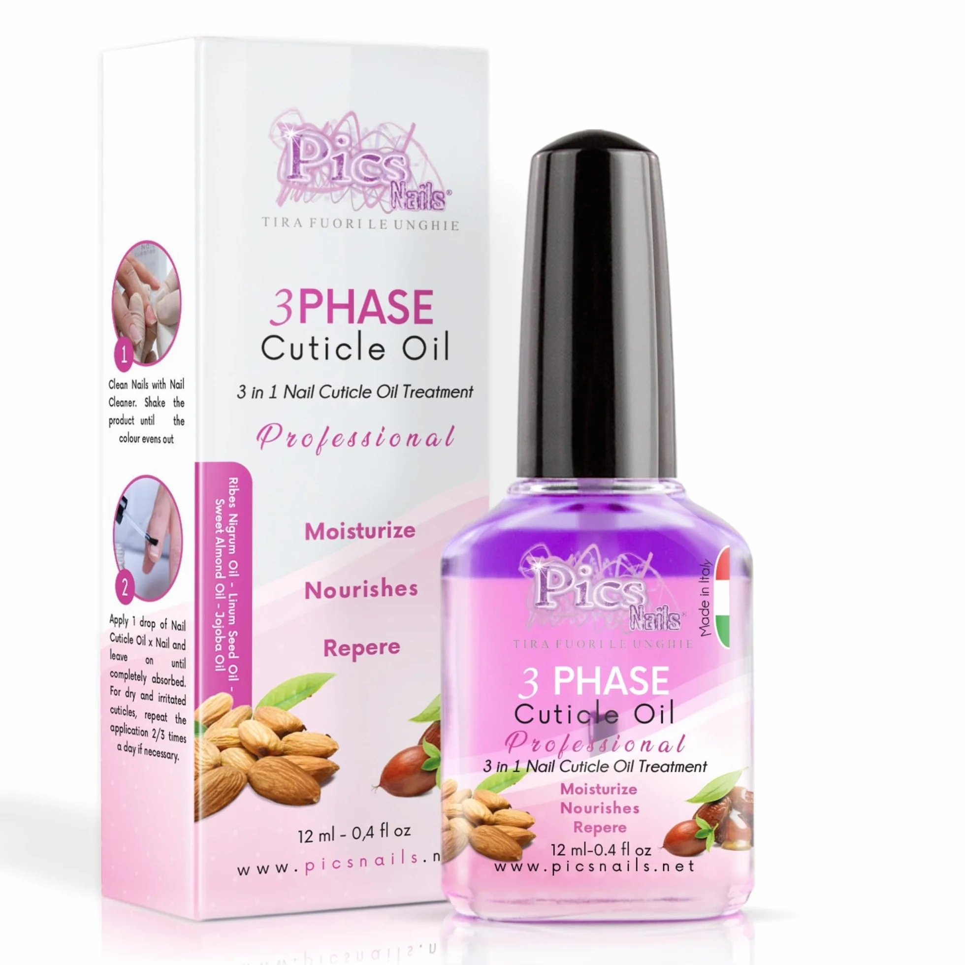 Olio Cuticole Unghie Premium 12ml | Made in Italy | Formula per Cura delle Cuticole Con Olio di Ribes Nero, Mandorle,Jojoba e Semi di Lino - Rigenerante ed Idratante per Cuticole Secche e Irritate