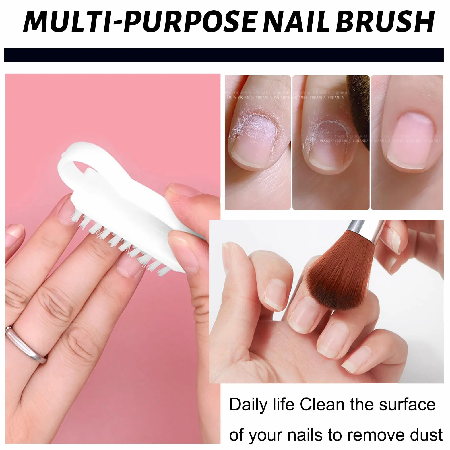 2 Pezzi Spazzola Unghie, Spazzolino Unghie Mani, Spazzola per Pulizia delle Unghie con Spazzola Bellezza, Mini Testina di Spazzola, Adatto per Unghie, Nail Art fai da te