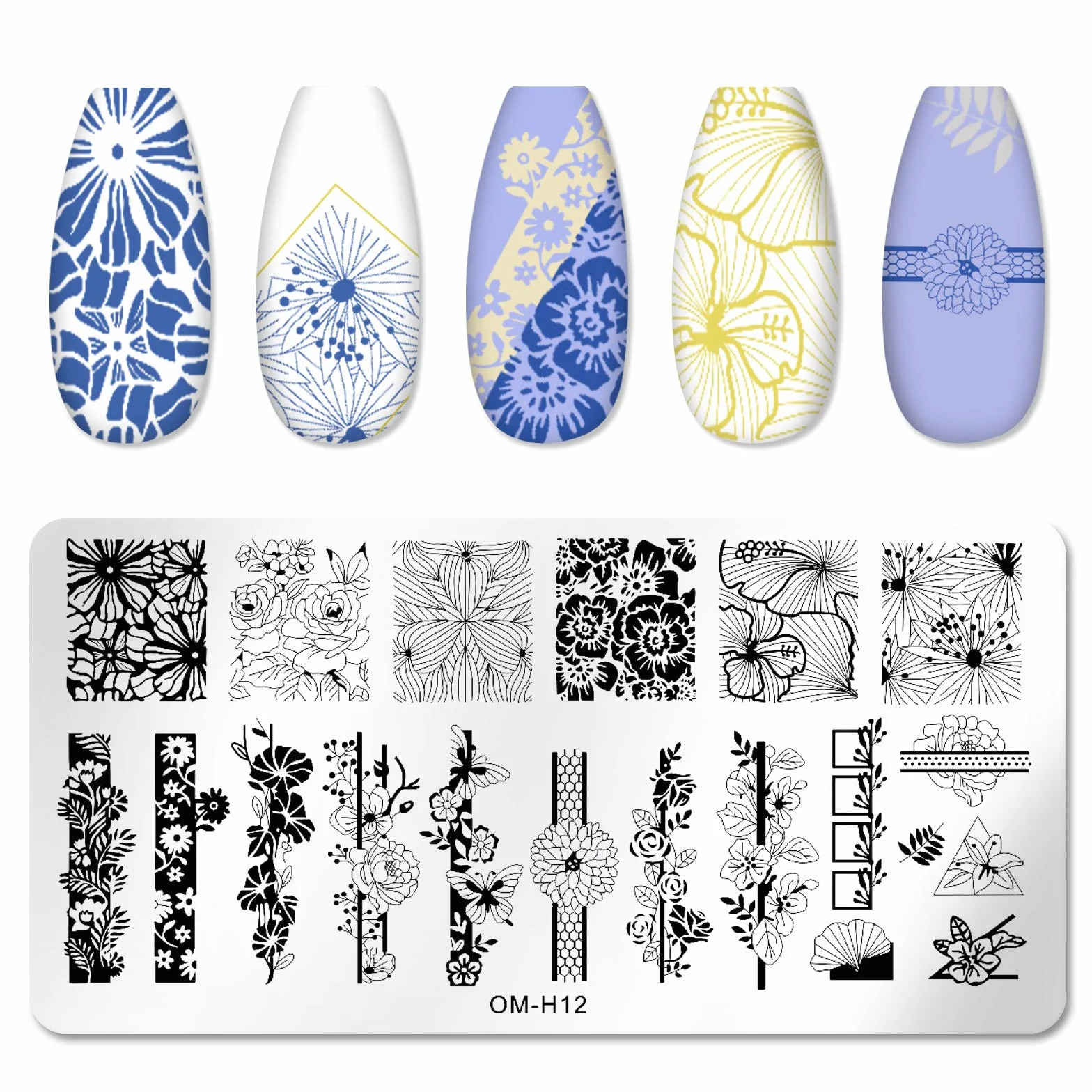 MWOOT 6 Pezzi Stamping Nail Art, Modelli Multipli per Stencil Unghie Nail Art, Unghie Piastre Manicure Nail Piastra, Unghie Timbro Scraper Piatti Templates per Decorazione Unghie