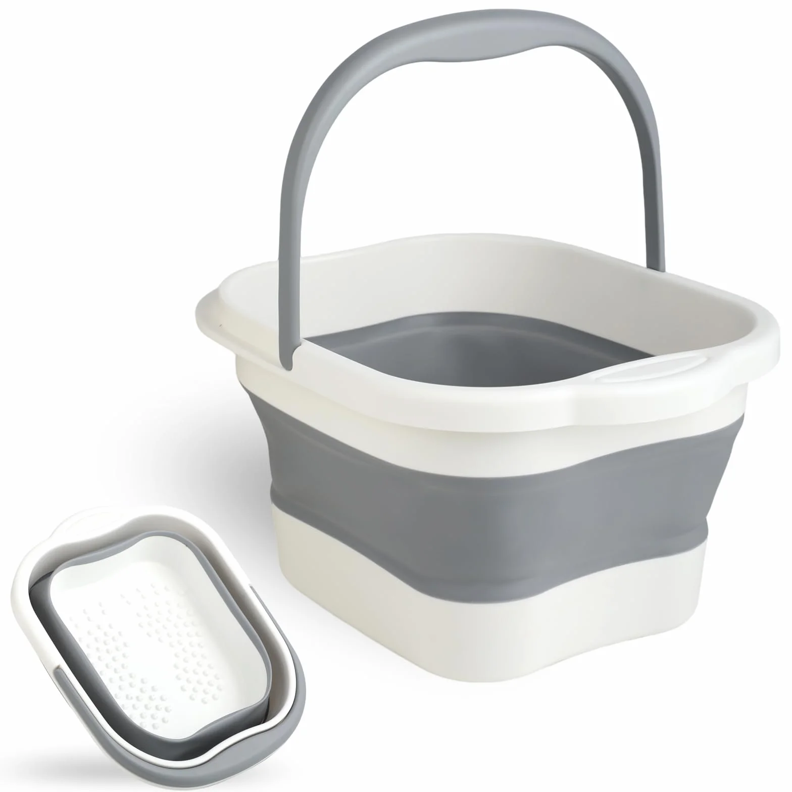 Bacinella Pediluvio - Bacinella Pieghevole - Vaschetta Pedicure, 15 L, TPE ad Alte Prestazioni, 480 Punti Massaggio, con Maniglia, Pieghevole, per Relax, Pediluvi, Cura Piedi, Lavaggio Auto, Pesca