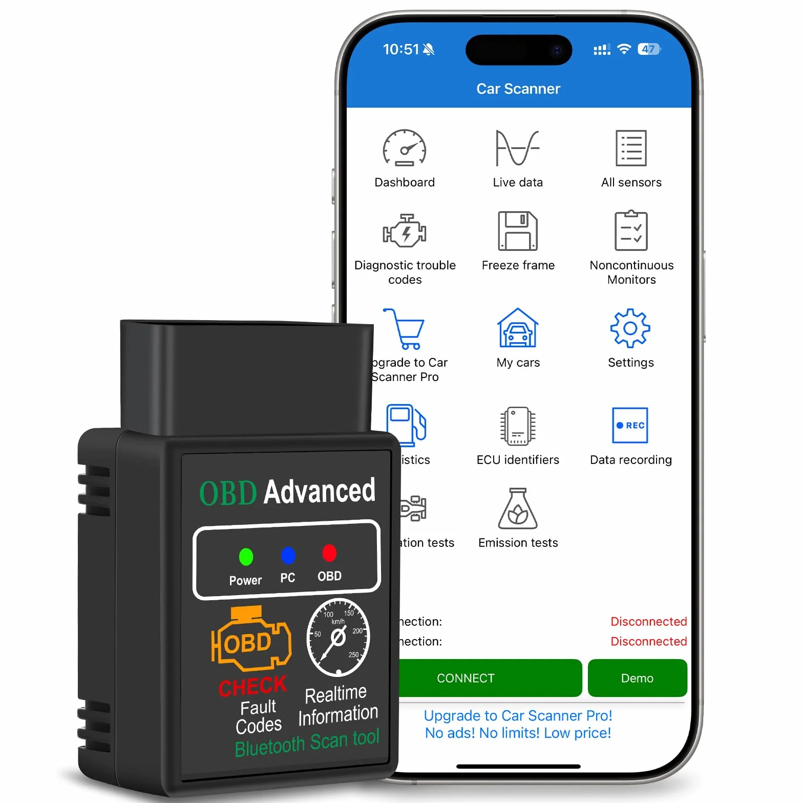 OBD2 Auto Diagnostica Bluetooth Scanner per Guasti Veicolo iOS Android Windows