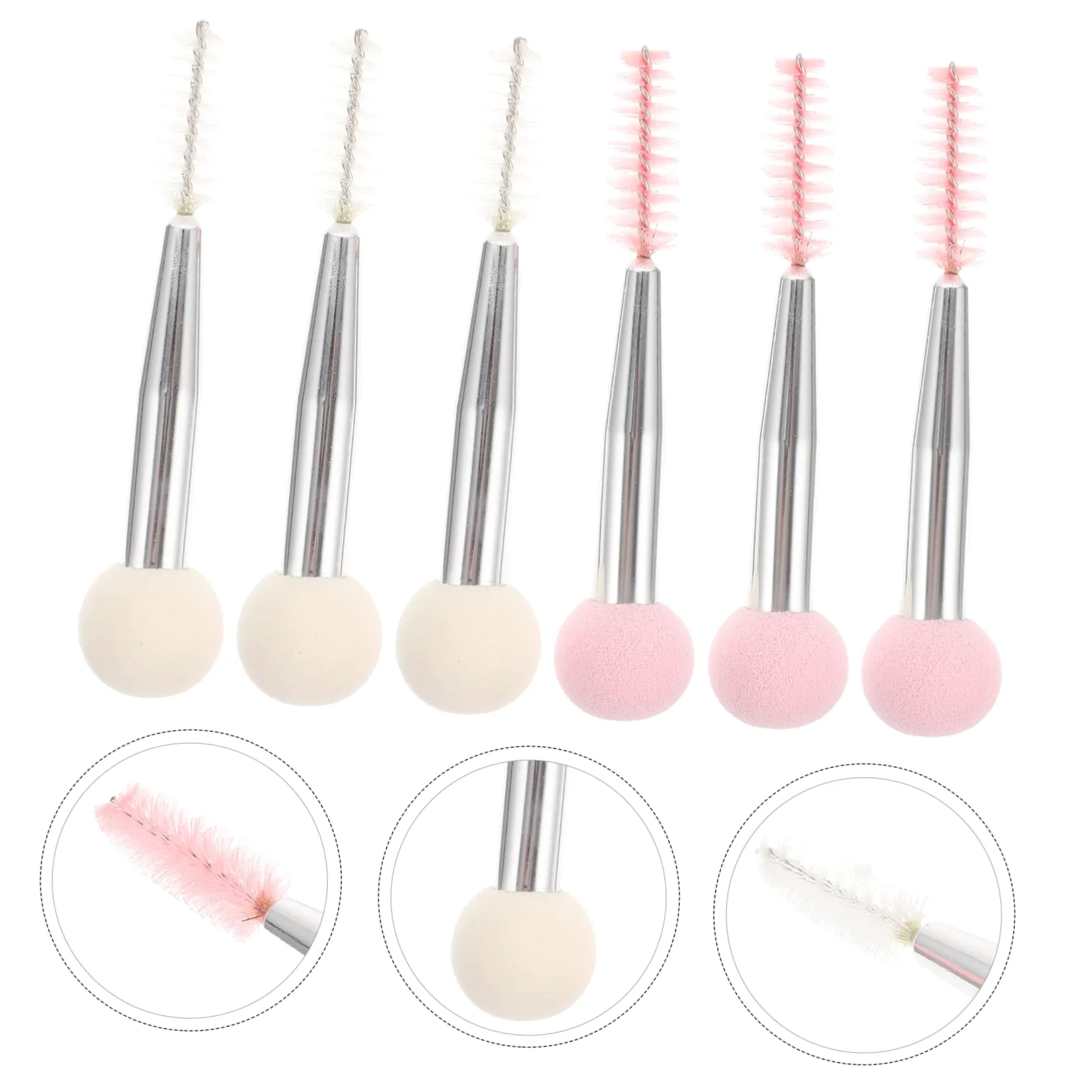 Set Di 5 Pennelli Per Il Trucco A Doppia Estremità Spugne Per Ciglia E Sopracciglia Applicatore Per Il Trucco 6 Pezzi*5