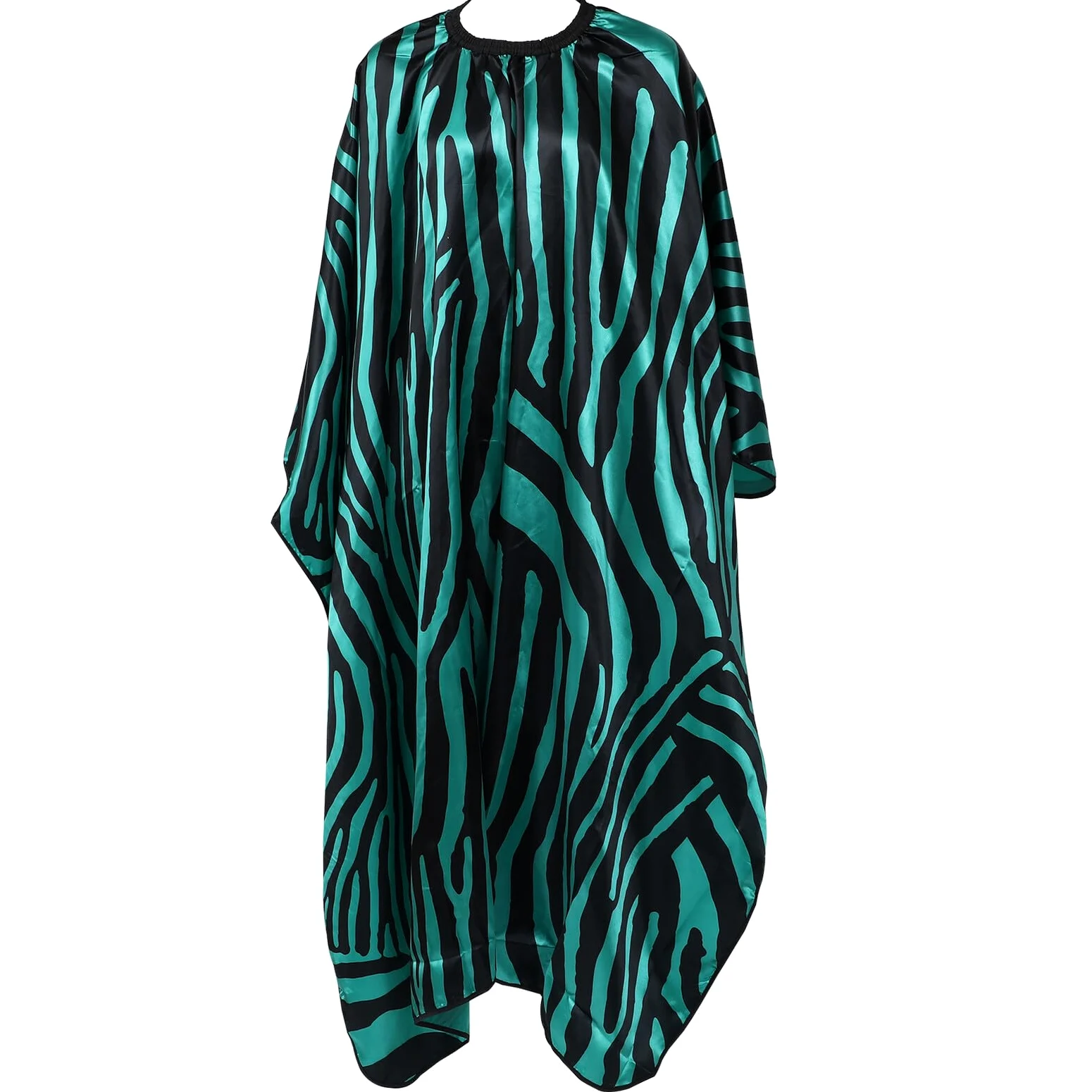 Garneck Mantello Da Parrucchiere in Seta Satinata Antiaderente, Grembiule Per Acconciature Motivo Zebra Verde, Taglio e Permanente in Salone e Casa, Facile Da Pulire e Riporre