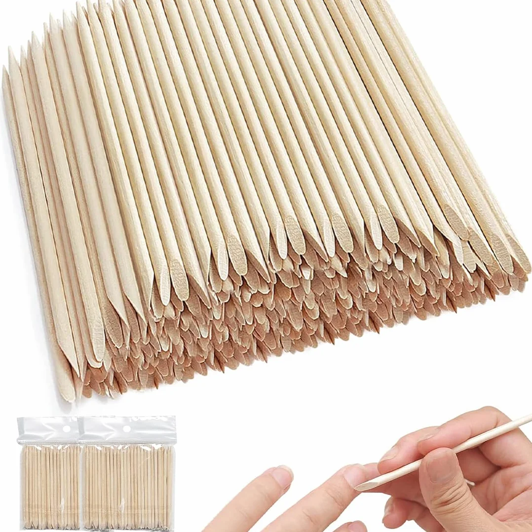 Bastoncini di Legno per Unghie, 200 Pezzi Bastoncini per Unghie in Legno Arancione, Bastoncini di Legno per Manicure