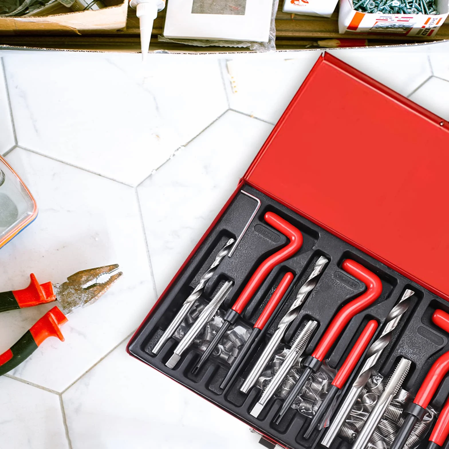 Kit riparazione filettature Helicoil 88 pezzi M6 M8 M10