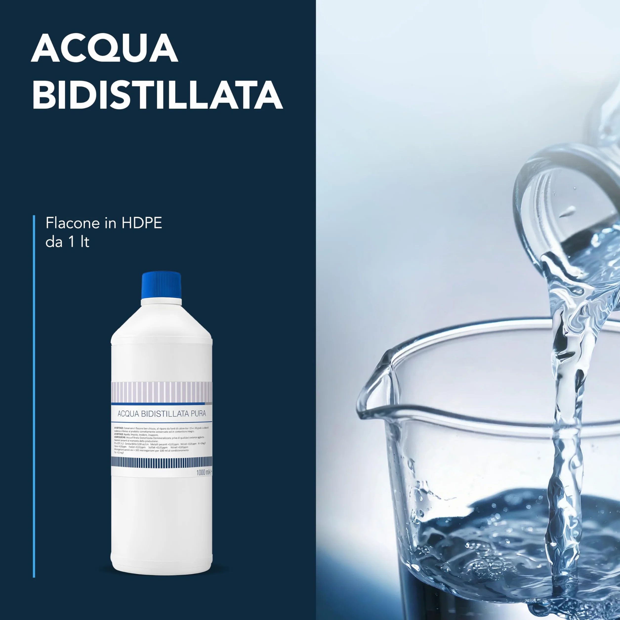 Acqua Bidistillata pura 2 litri per uso clinico ed industriale Made in Italy