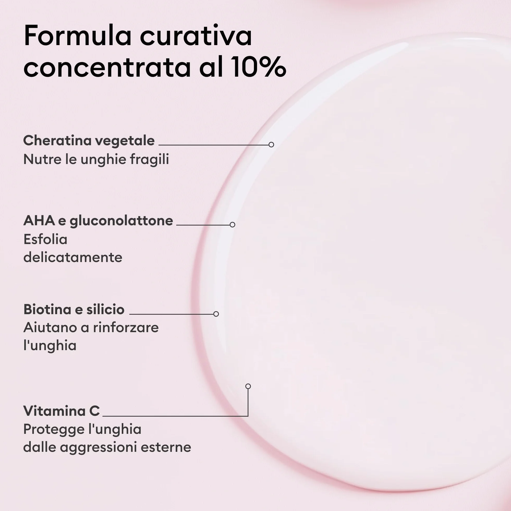 Manucurist Kératine Booster Indurente Unghie - Smalto Rinforzante Unghie Fragili con Cheratina Vegetale, AHA, PHA, MSM, Silicio e Vitamina B8