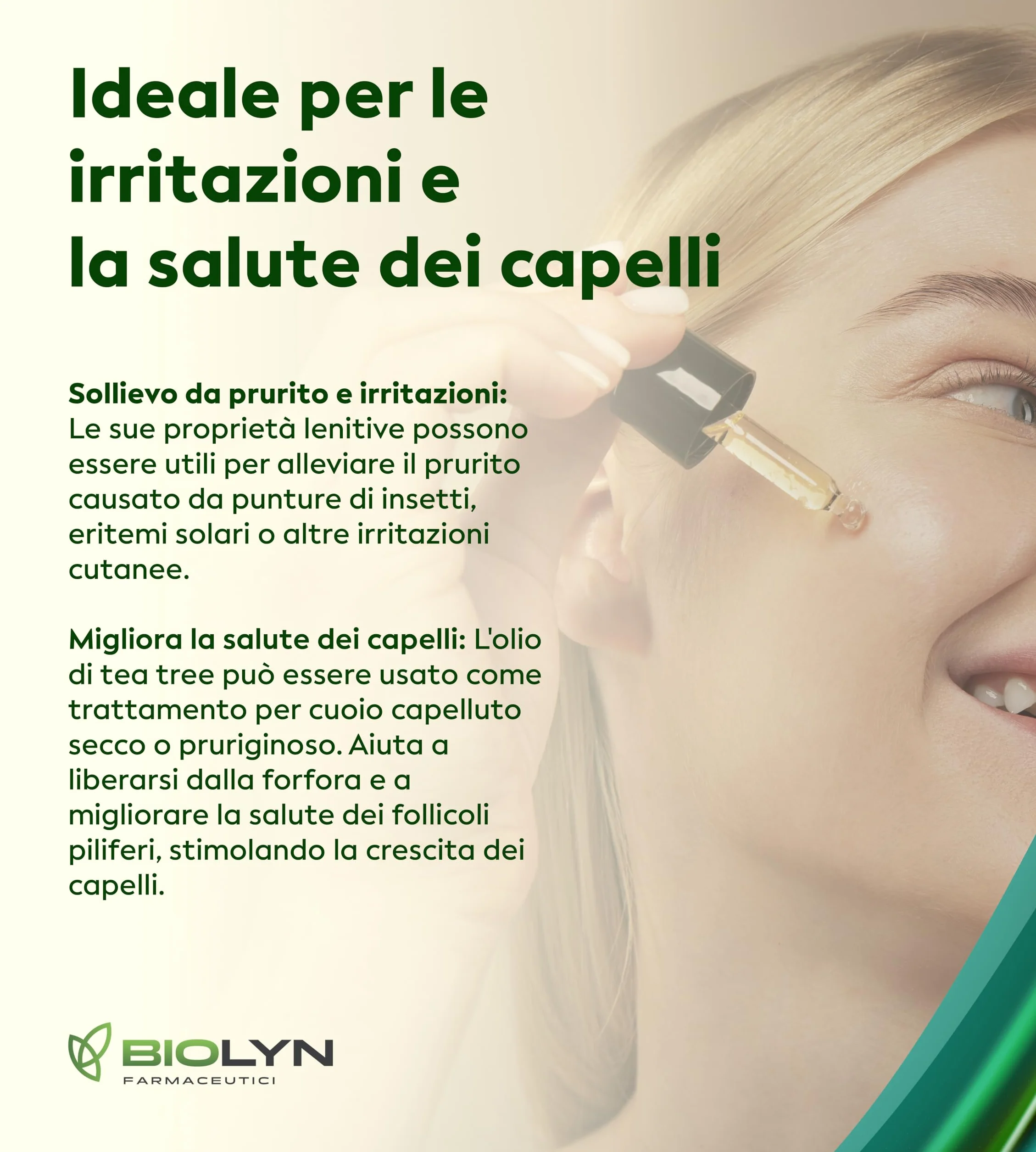 BIOLYN Olio Essenziale Puro di Melaleuca Tea Tree Oil 20ml Naturale 100% Made in Italy