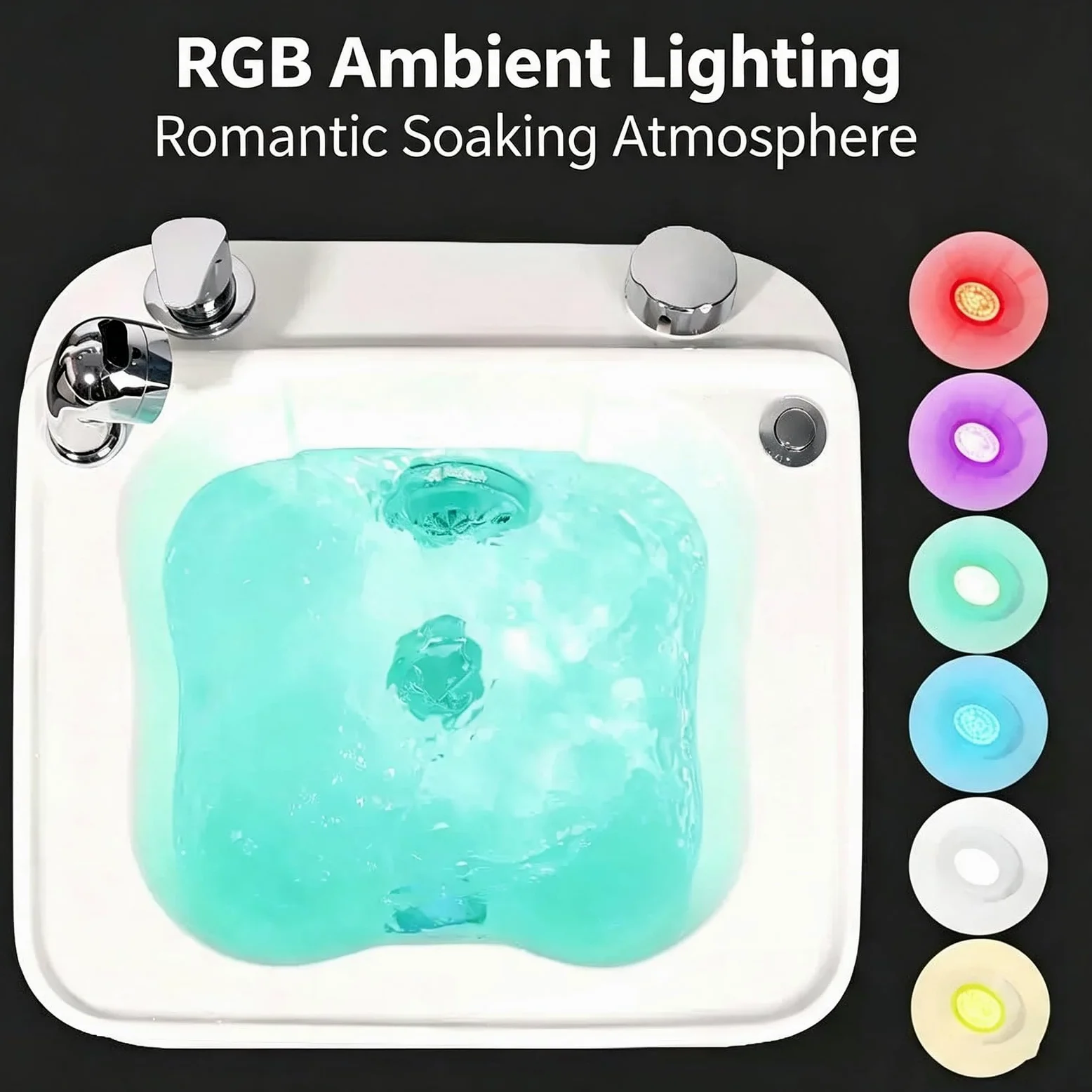Vasca Idromassaggio Pedicure, Illuminazione Cromoterapia Rgb Ciclabile | Lavabo Mobile Massaggio Piedi Hydro Jet, Rotelle Girevoli 360 Gradi, Adatto L'uso Domestic