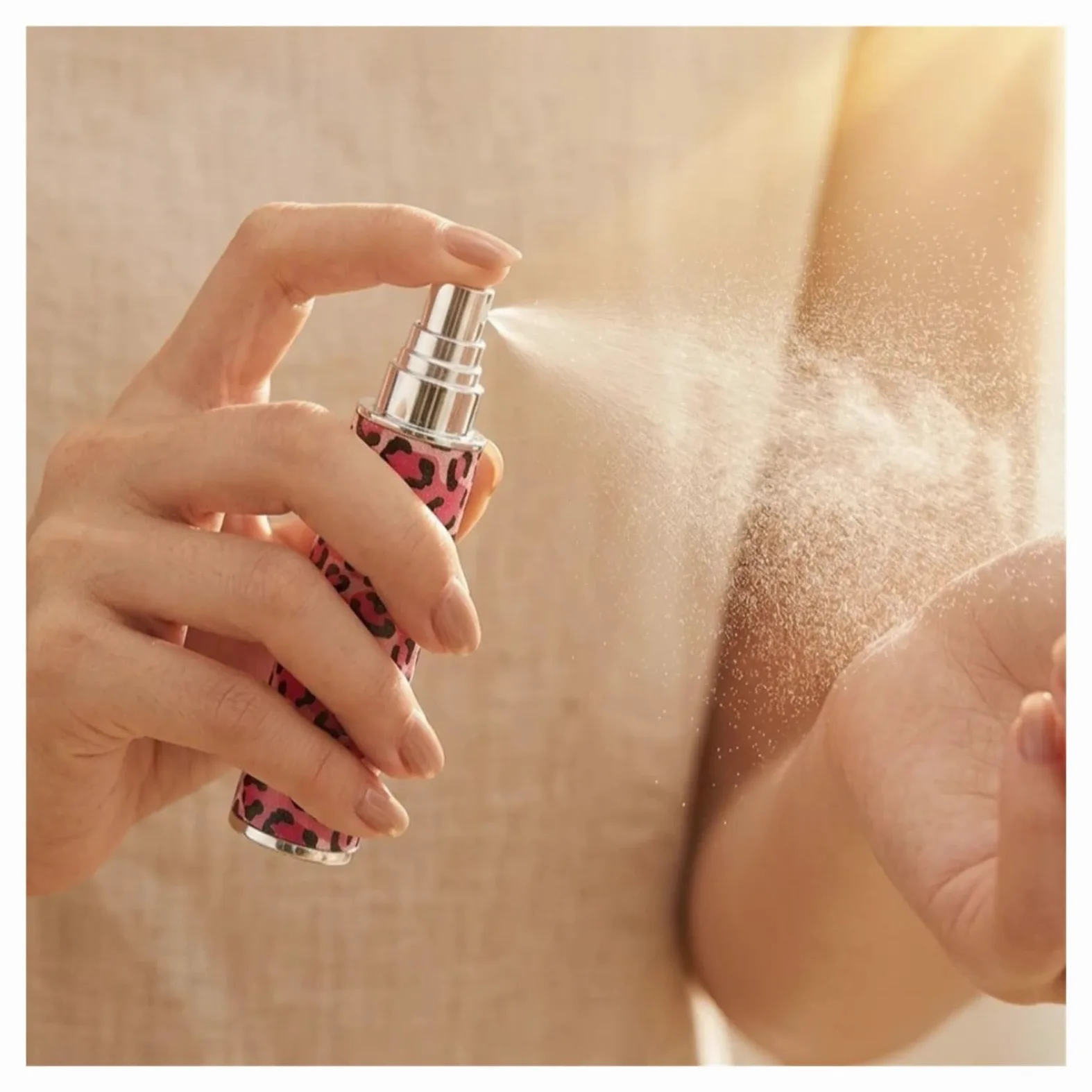 Flacone di profumo in pelle Atomizzatore di profumo in pelle con stampa leopardata da 10 ml