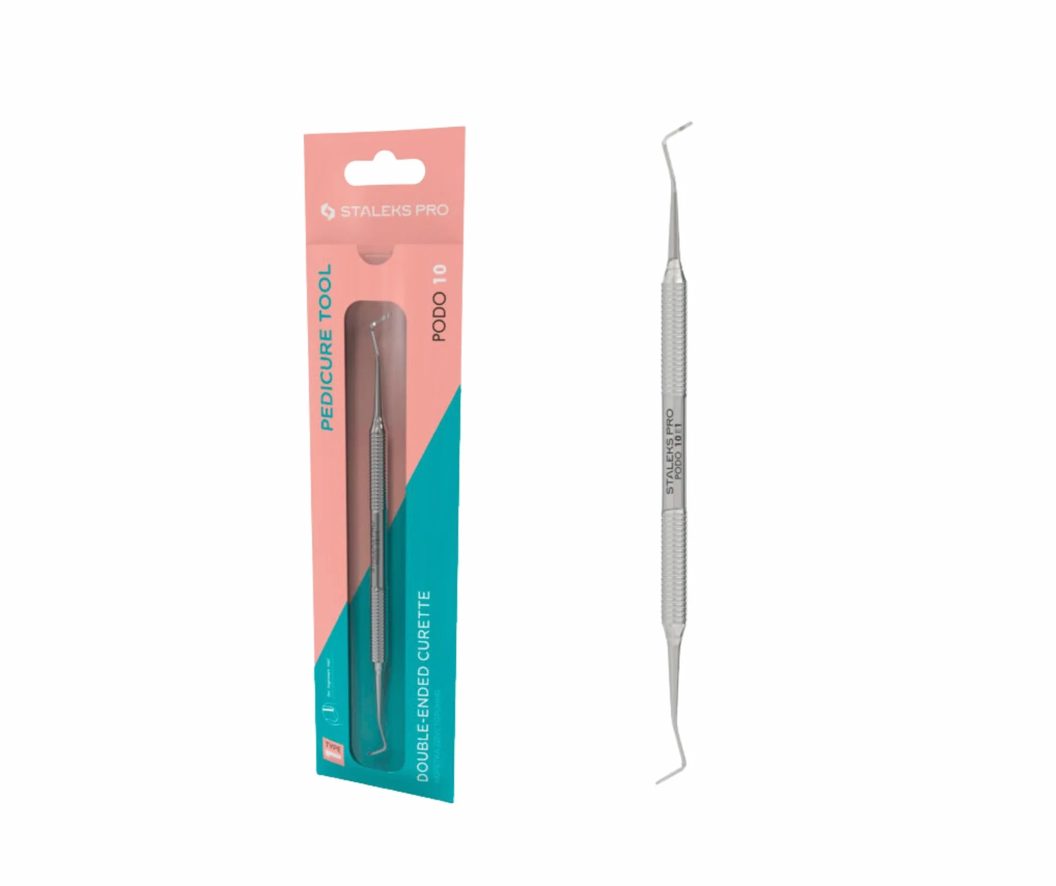 STALEKS PRO Curetta a due punte semi-sferica per pedicure, acciaio inossidabile AISI 420 Podo PP-20/1