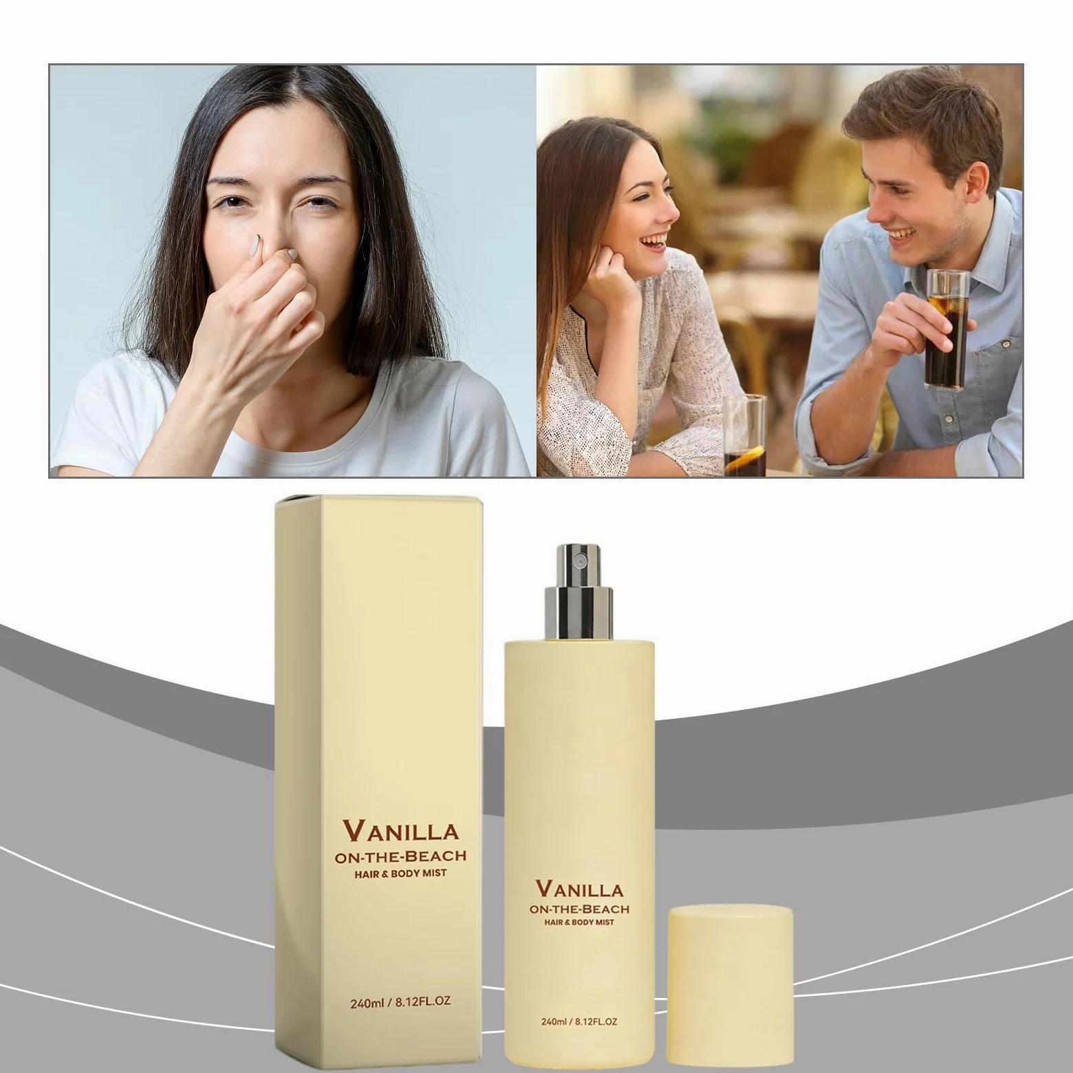 Vanilla Beach - Spray per capelli e corpo, caldo profumo di vaniglia e cocco, profumo fresco di lunga durata, leggero e non appiccicoso, per pelle e capelli, profumo alla vaniglia, unisex, 6 pezzi