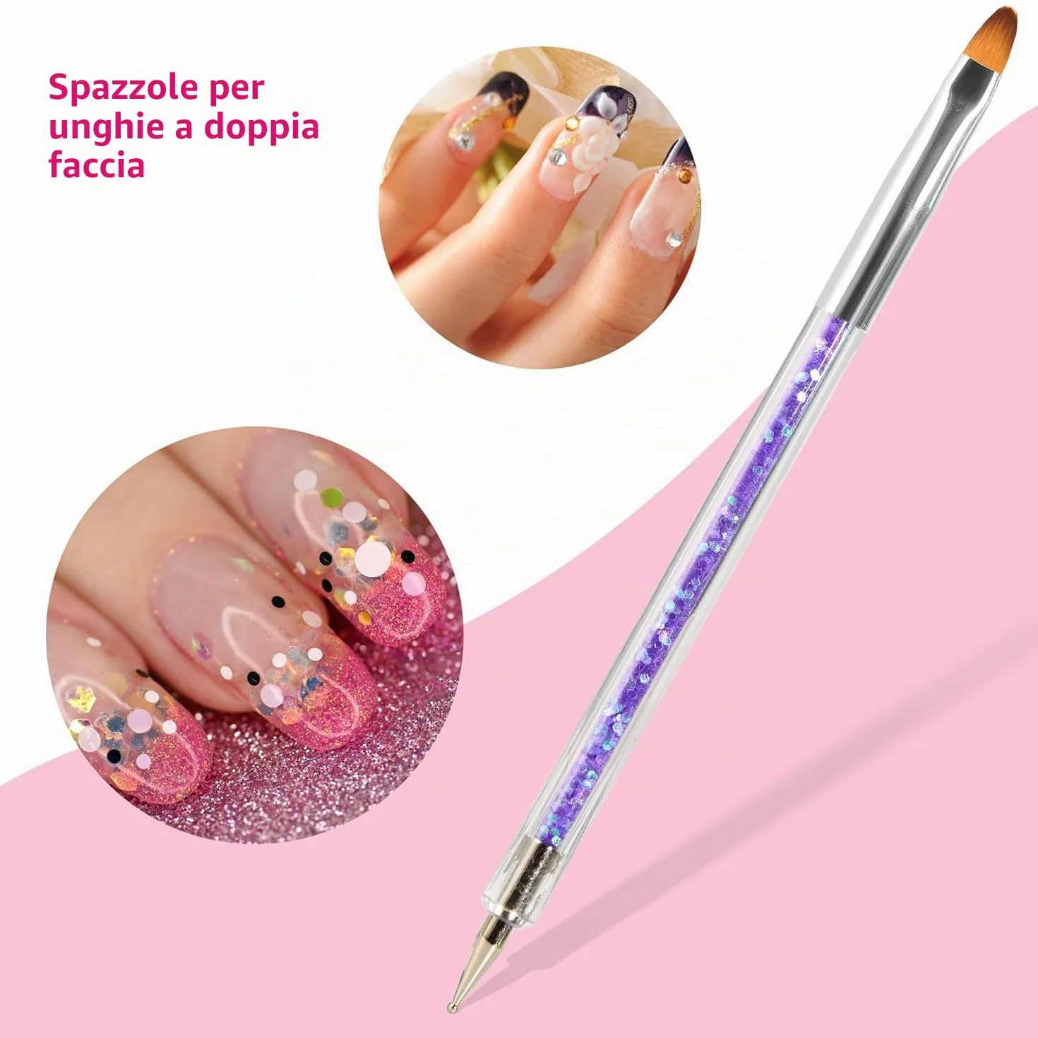 Nail Art Dotting Pen 8 pz doppia estremità con spazzola spugna per manicure french e gel UV