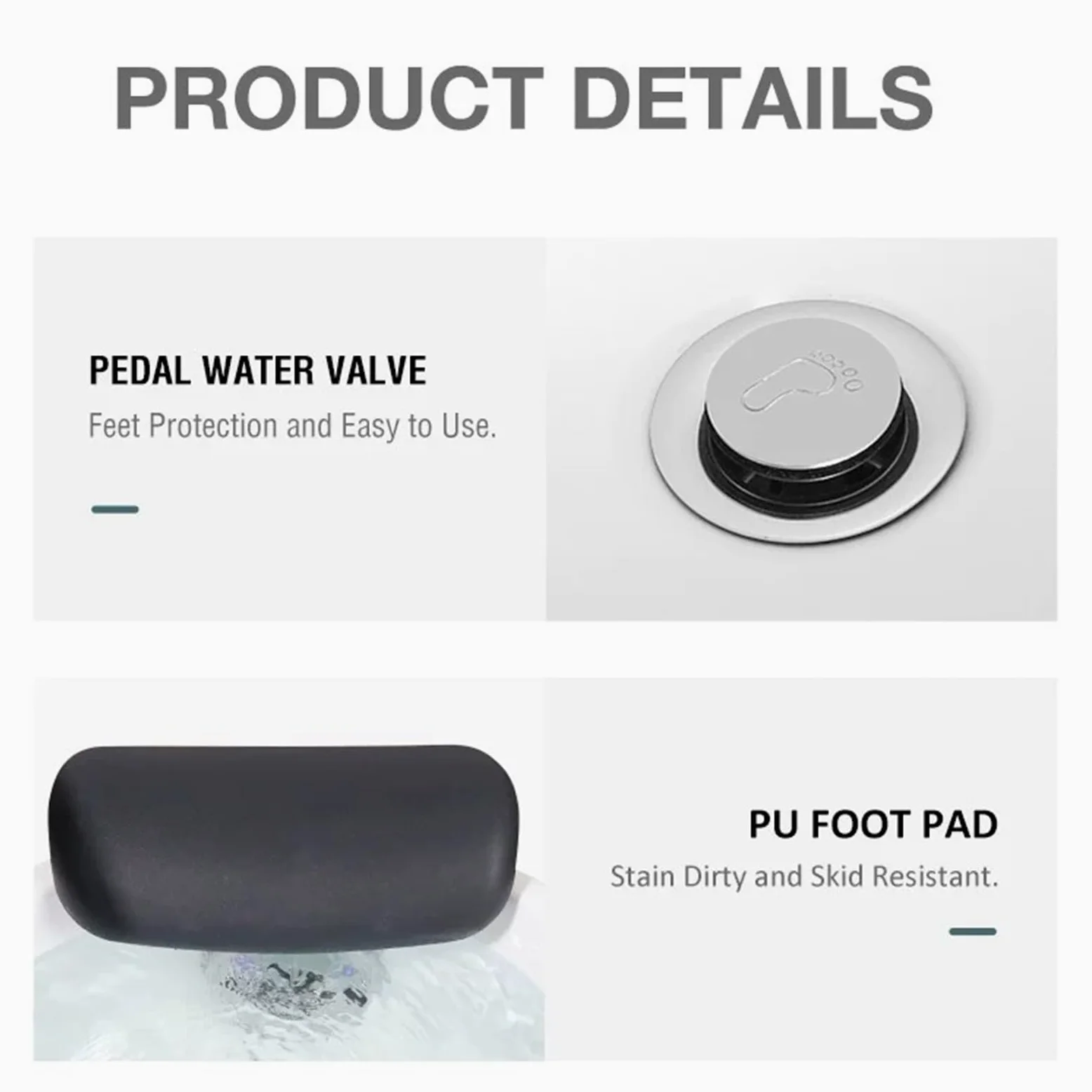 Massaggiatore Termale Piedi D'acqua, Vasca Piedi Rotonda Con 7 Luci LED | Design Ad Alta Capacità, Design Acrilico Monopezzo, Design Del Tappetino In PU