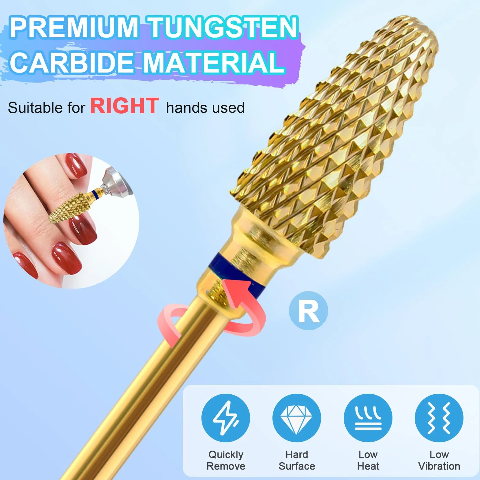 CGBE 5 Pezzi Punta Fresa Unghie in Carburo di Tungsteno per Rimozione Gel Acrilico Cuticola