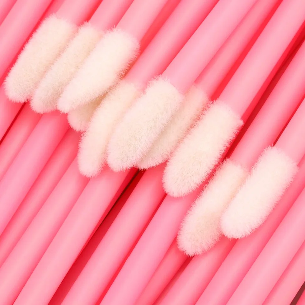 G2PLUS 100PCS Monouso Lip Gloss Pennelli Labbra Microbrush Rosa Lip Brush Applicatore Labbra Lip Gloss Applicatore Makeup Tool