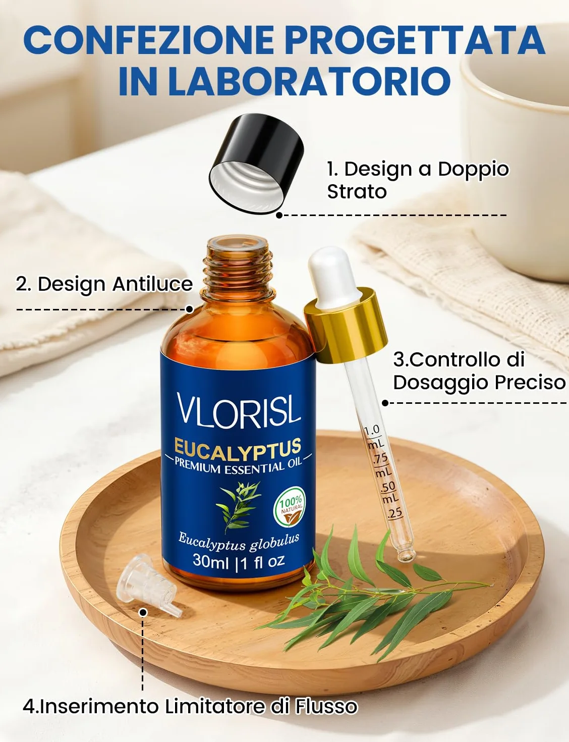 Olio Essenziale di Eucalipto 30ML, Aroma Fresco per Diffusore e Aromaterapia