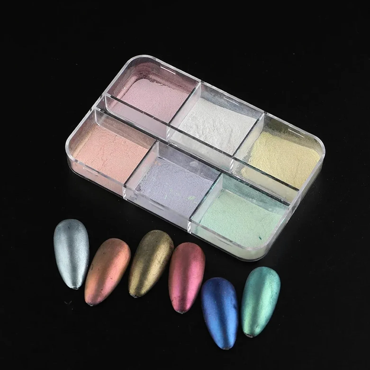 Polvere cromata unghie Polvere for unghie a specchio al chiaro di luna Pigmenti metallici effetto cromo Smalto gel Polvere laser Glitter Aurora Shiny Pearl Nail manicure per Manicure(1909-50)