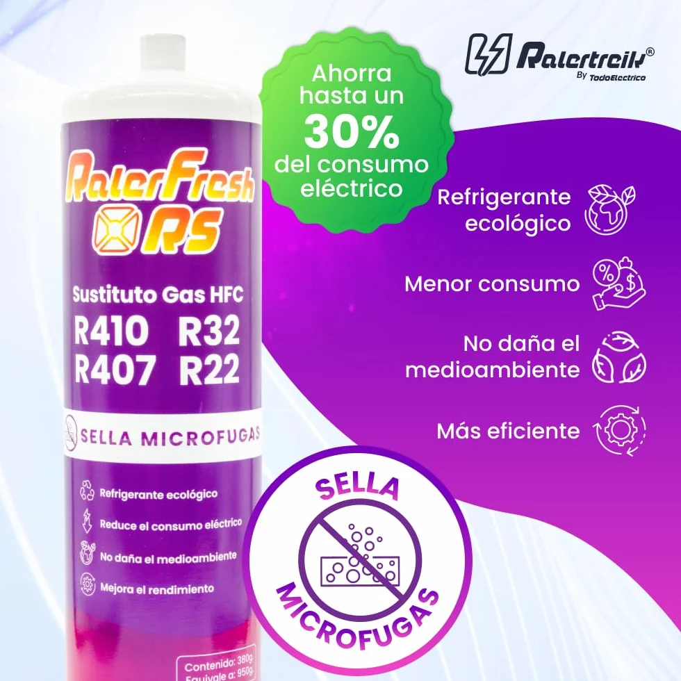 Ralerfresh RS Gas Refrigerante Organico per Climatizzatore Split 950g Sostitutivo R410 R32 R407 R22 Bottiglia Chiave
