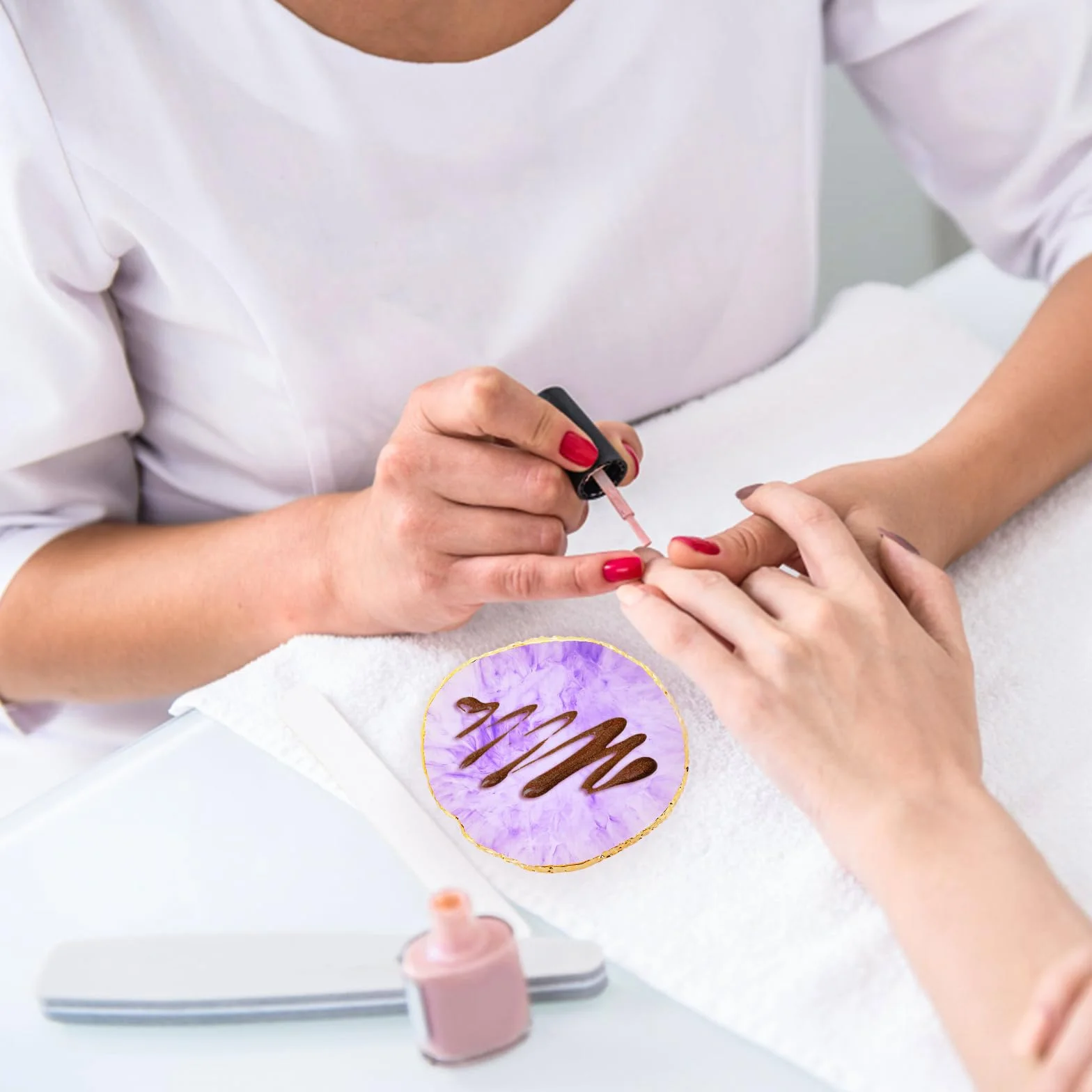 WLLHYF Tavolozza per nail art, in resina, per nail art, mista, irregolare, piastra per il trucco, per nail art, colore dipinto a mano (viola)