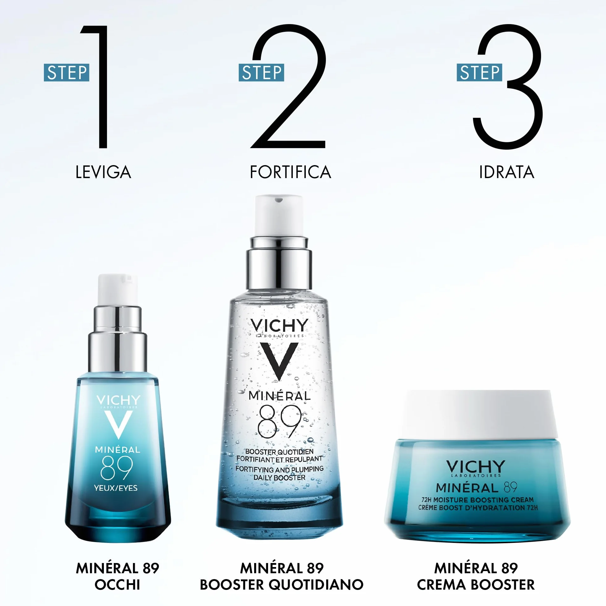 Vichy Minéral 89, Gel Occhi Fortificante, Per Tutti i Tipi di Pelle, 8H di Idratazione, Riduce Borse, Occhiaie e Linee Sottili, Con Caffeina, Acido Ialuronico e Acqua Vulcanica, 15 ml